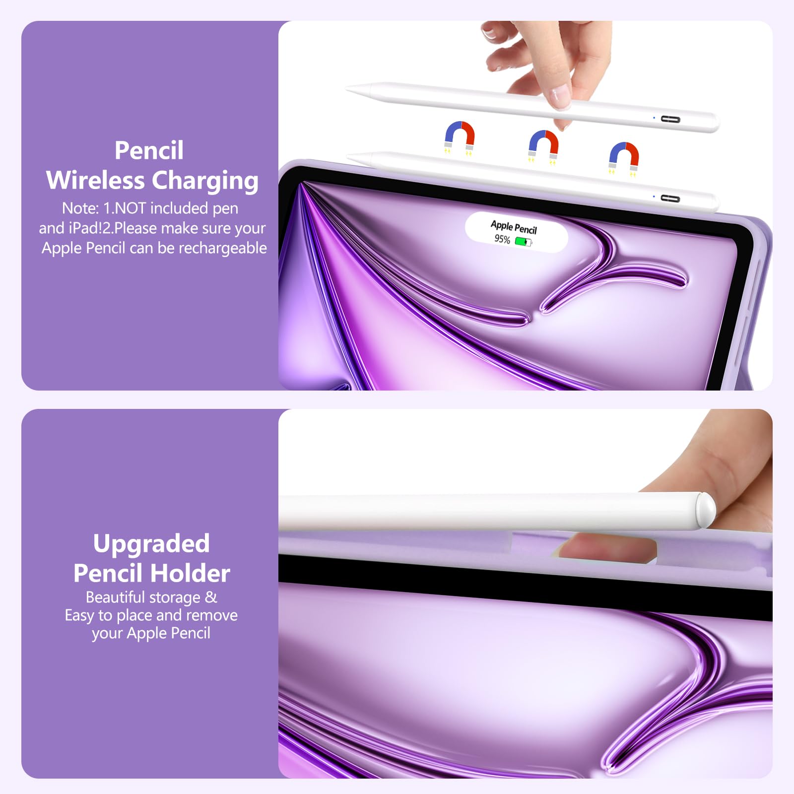 Amzcase For Ipad Air 11 Inch M2(2024) Pro 11 Inch Case With Keyboard,For Ipad Pro 4Th Gen 2022,Detachable Wireless Keyboard & Pe