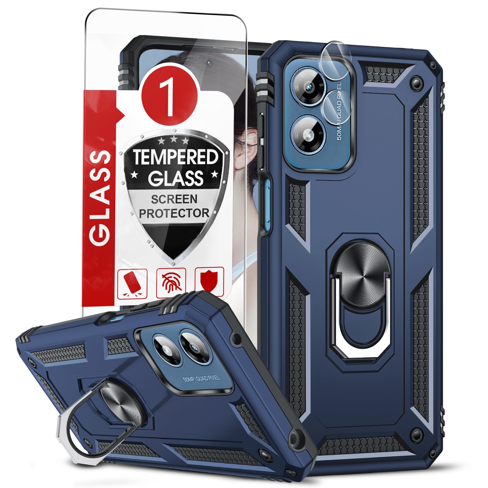 Leyi For Motorola Moto G Play 2024 Case, Moto G Play Case 2024 With Screen Protector And Camera Lens Protector, Heavy Duty Prote