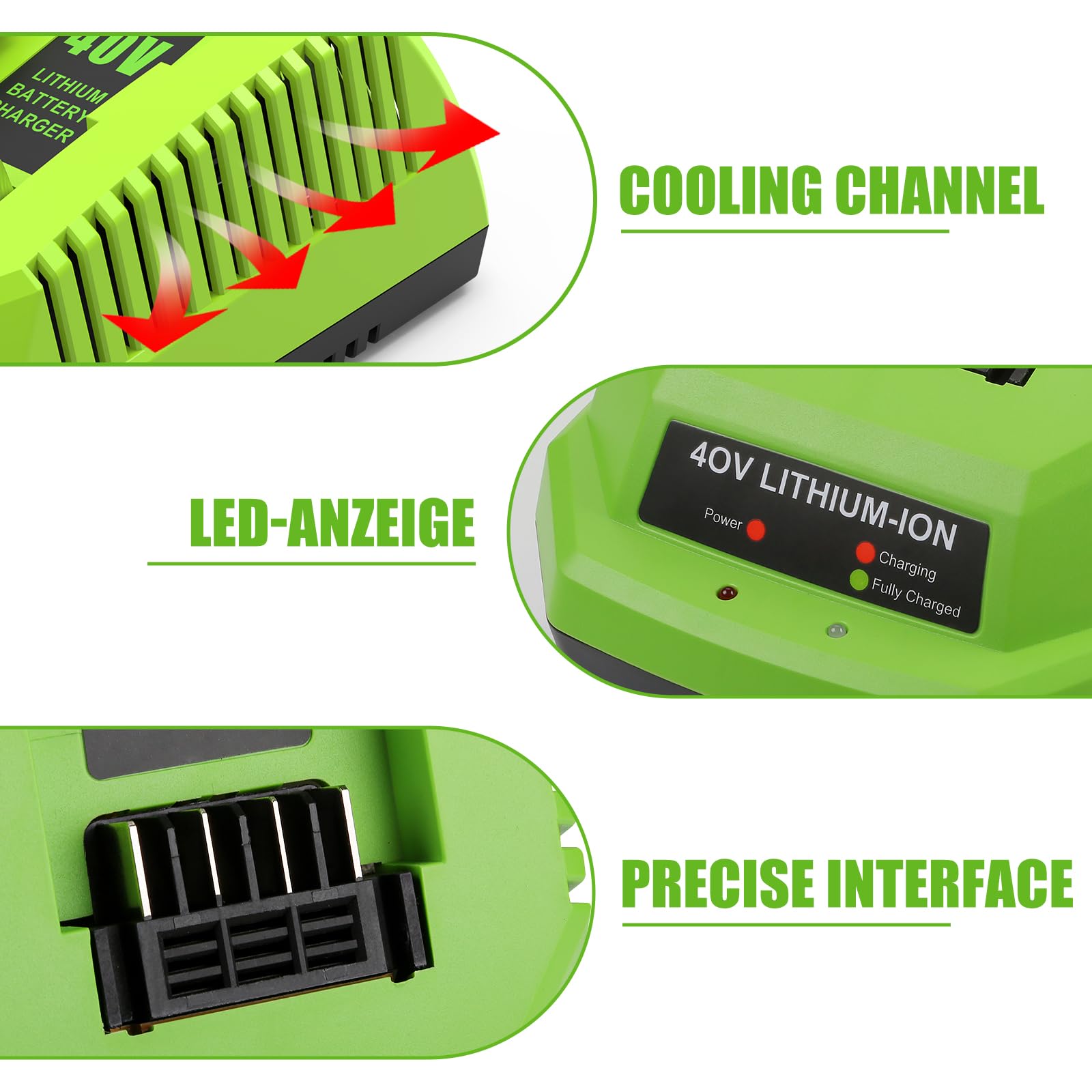 Ahomtikk 40V Charger Replacement For Greenworks 40V Battery Charger (With Wall Mount Design) Compatible With Greenworks G Max 40