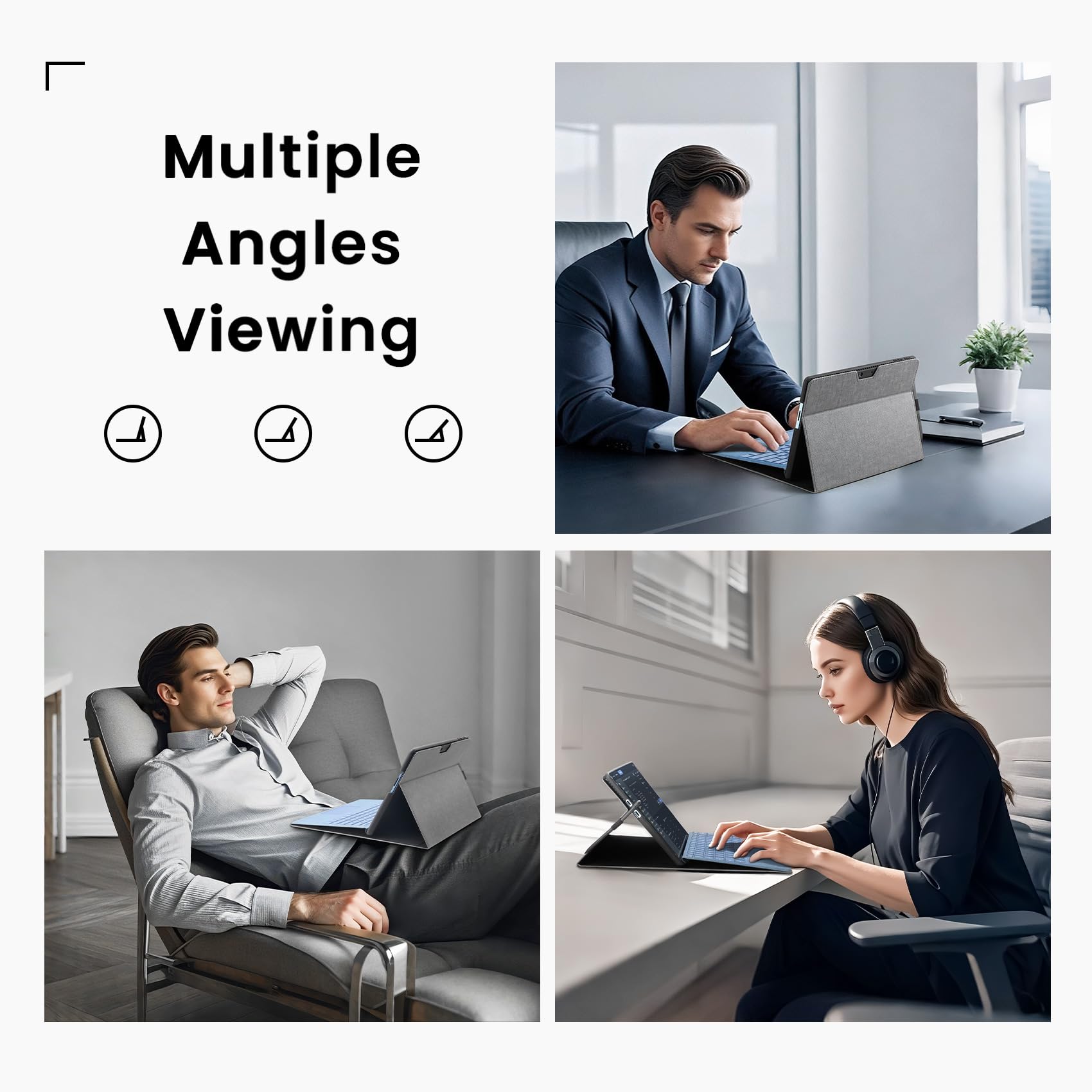 Omnpak Microsoft Surface Pro 9 Case And Cover, Lightweight Protective, Multiple Angle, Stylus Holder, Designed For Surface Pro 9