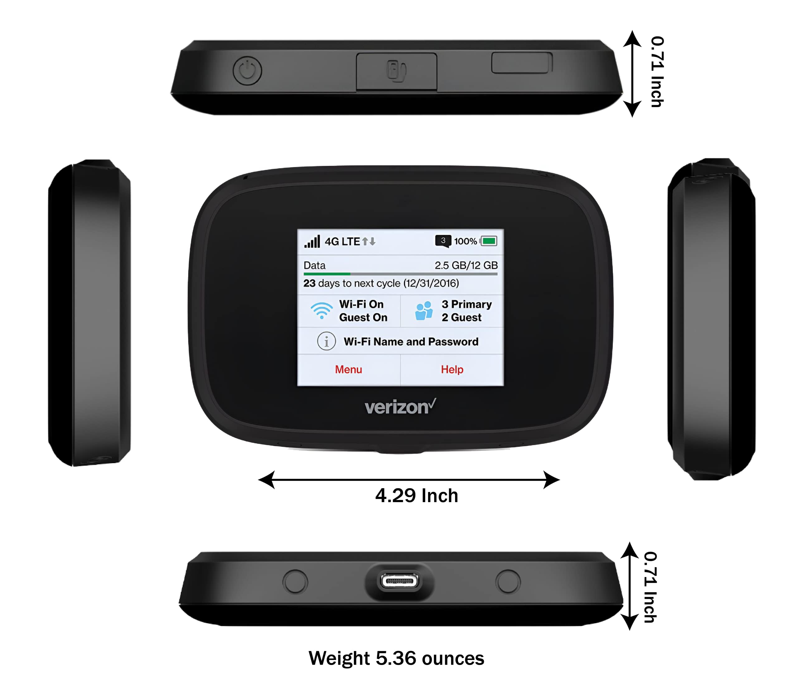 Verizon Wireless Jetpack Inseego Mifi 7730L | Unlocked Device | 4G Mobile Wifi Hotspot | Lte Cat9 Up To 450 Mbps | Usage Up To 1