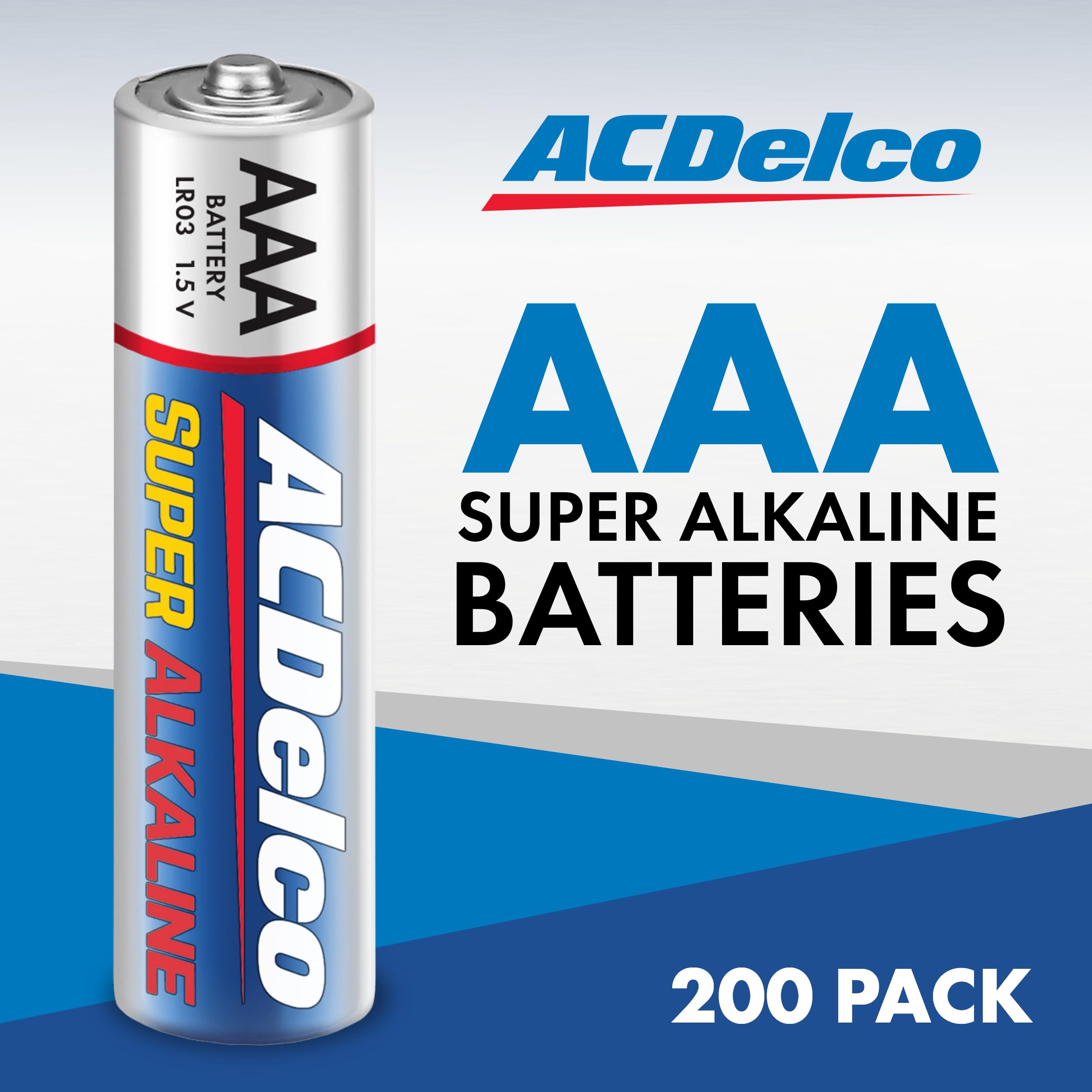 Acdelco Aaa Batteries, Maximum Power Super Alkaline Battery, 10 Year Shelf Life, Recloseable Packaging, 200 Count