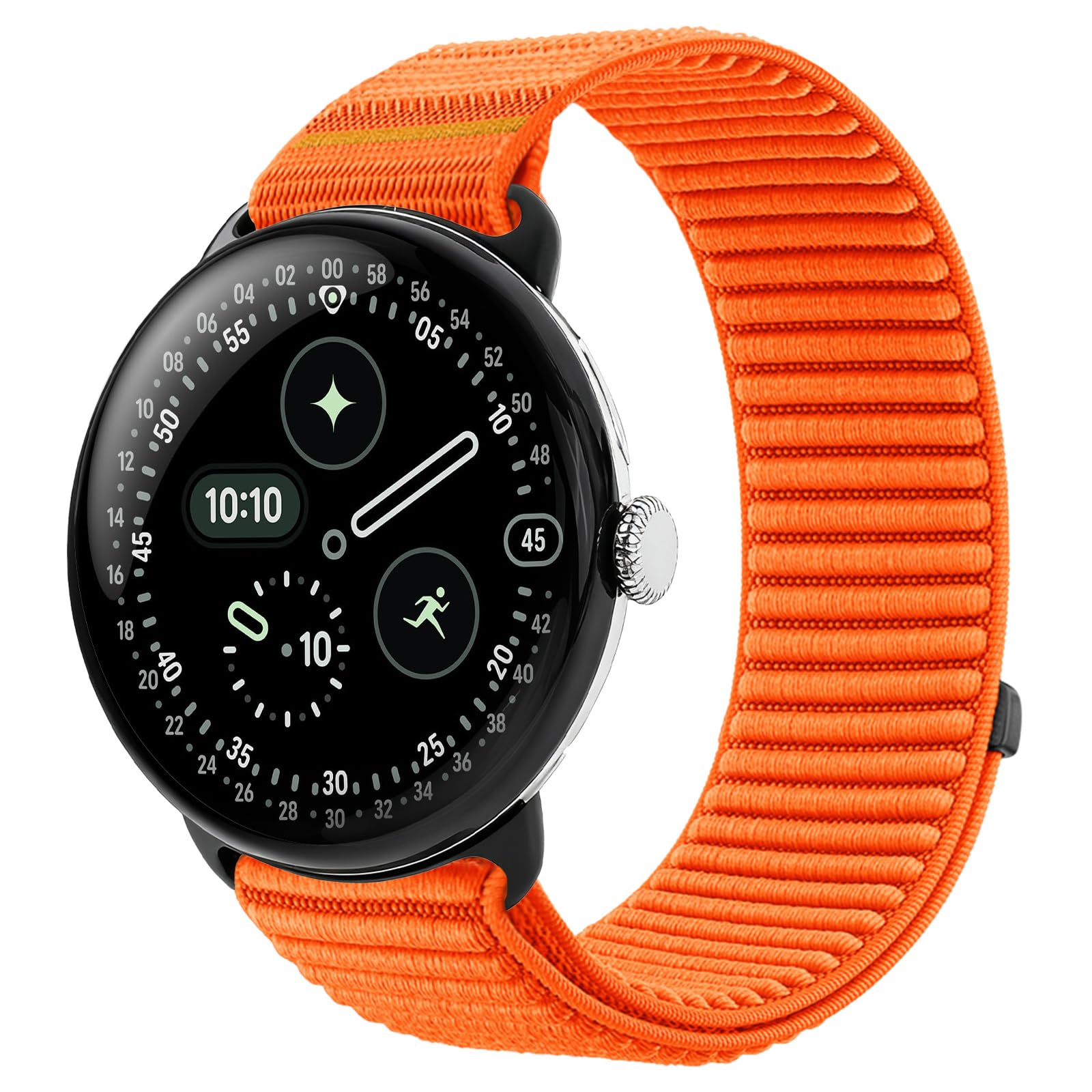 BandRain Nylon Loop Sport Bands Compatible with Google Pixel Watch 4/3/2/1 45mm 41mm Band, Upgraded All-Steel Connector, Soft Br