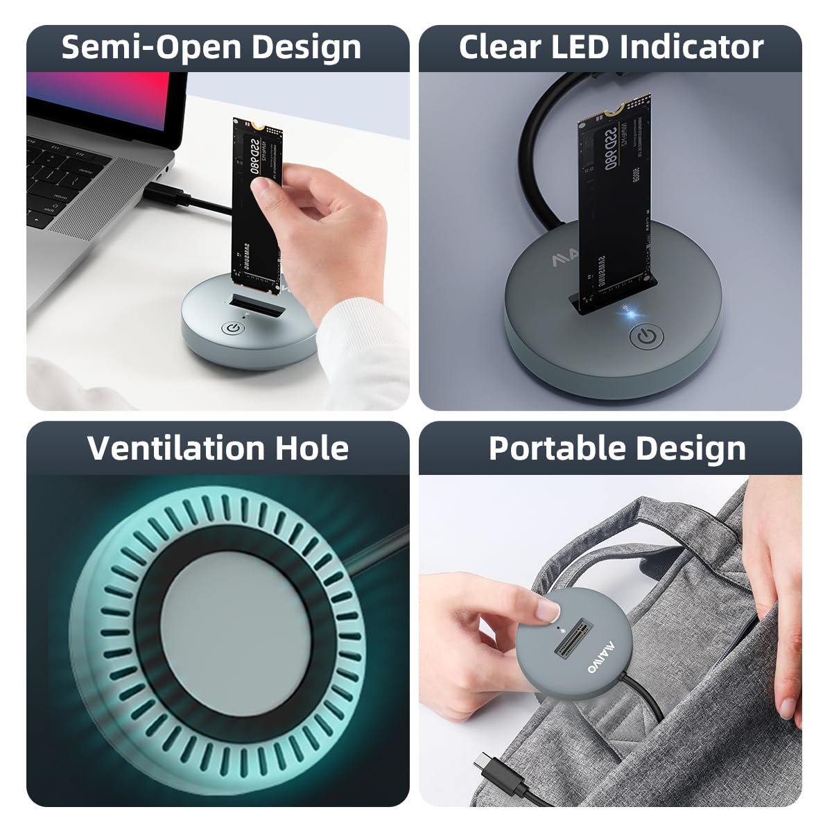 Maiwo M.2 Nvme Sata To Usb C Adapter, M.2 Pcie Nvme Ngff Sata Ssd Docking Station, Usb3.2 Gen2X1 10Gbps Speed With Uasp Trim, 4Tb Capacity, Tool Free M.2 Enclosure Case