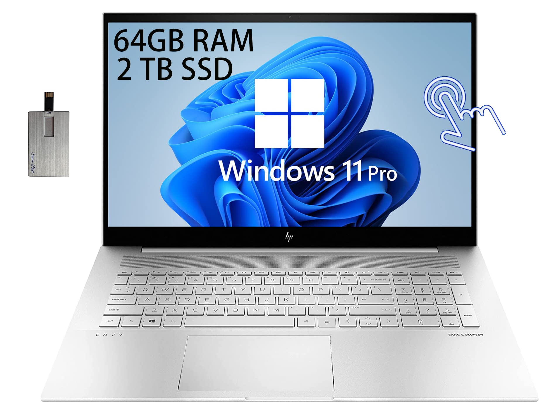 Hp Envy 17.3'' Fhd Touchscreen Laptop, Intel Core I7-1165G7, 64Gb Ram, 2Tb Ssd, Backlit Keyboard, Intel Iris Xe Graphics, Finger