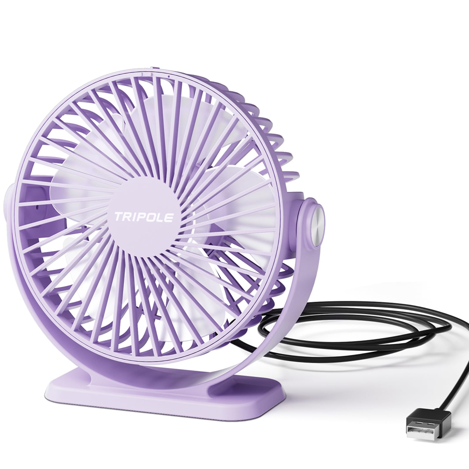 Tripole Desk Fan Usb Powered Mini Portable Fan 3 Speeds Strong Airflow Small Usb Fan 360Rotation Personal Travel Fan 5.1 Inch Ta