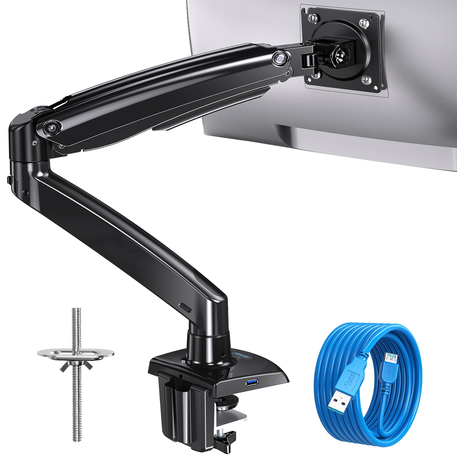 Huanuo Ultrawide Monitor Arm For Max 40 Inch Screens, Aviation Grade Aluminum Heavy Duty Monitor Arm Holds 26.4Lbs Computer Monitor, Adjustable Gas Springs Monitor Mount, Vesa 75/100Mm