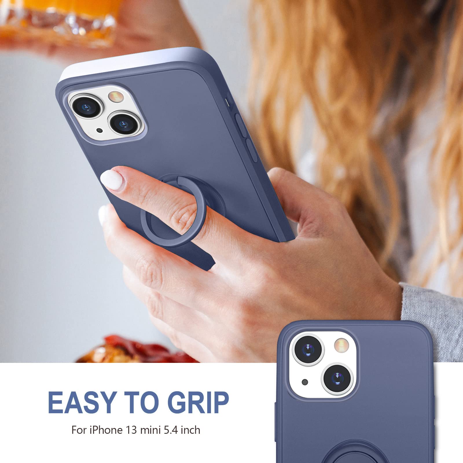 Hython Case For Iphone 13 Mini Case With Ring Stand [360    Rotatable Ring Holder Magnetic Kickstand] [Soft Microfiber Lining] S