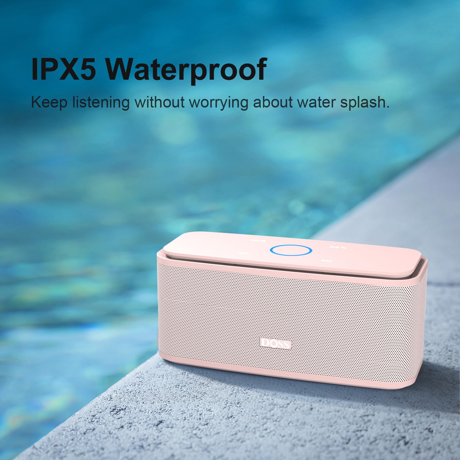 Doss Bluetooth Speaker, Soundbox Touch Portable Wireless Bluetooth Speaker With 12W Hd Sound And Bass, Ipx5 Waterproof, 20H Playtime,Touch Control, Handsfree, Speaker For Home,Outdoor  Light Pink
