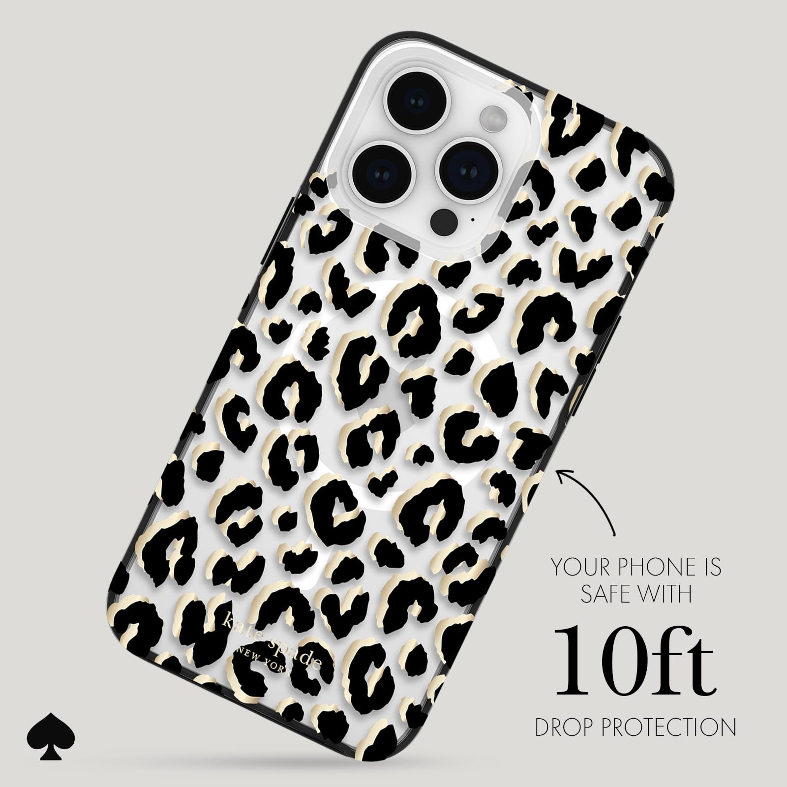 Kate Spade New York Iphone 15 Pro Max Case, Compatible With Magsafe   City Leopard Black
