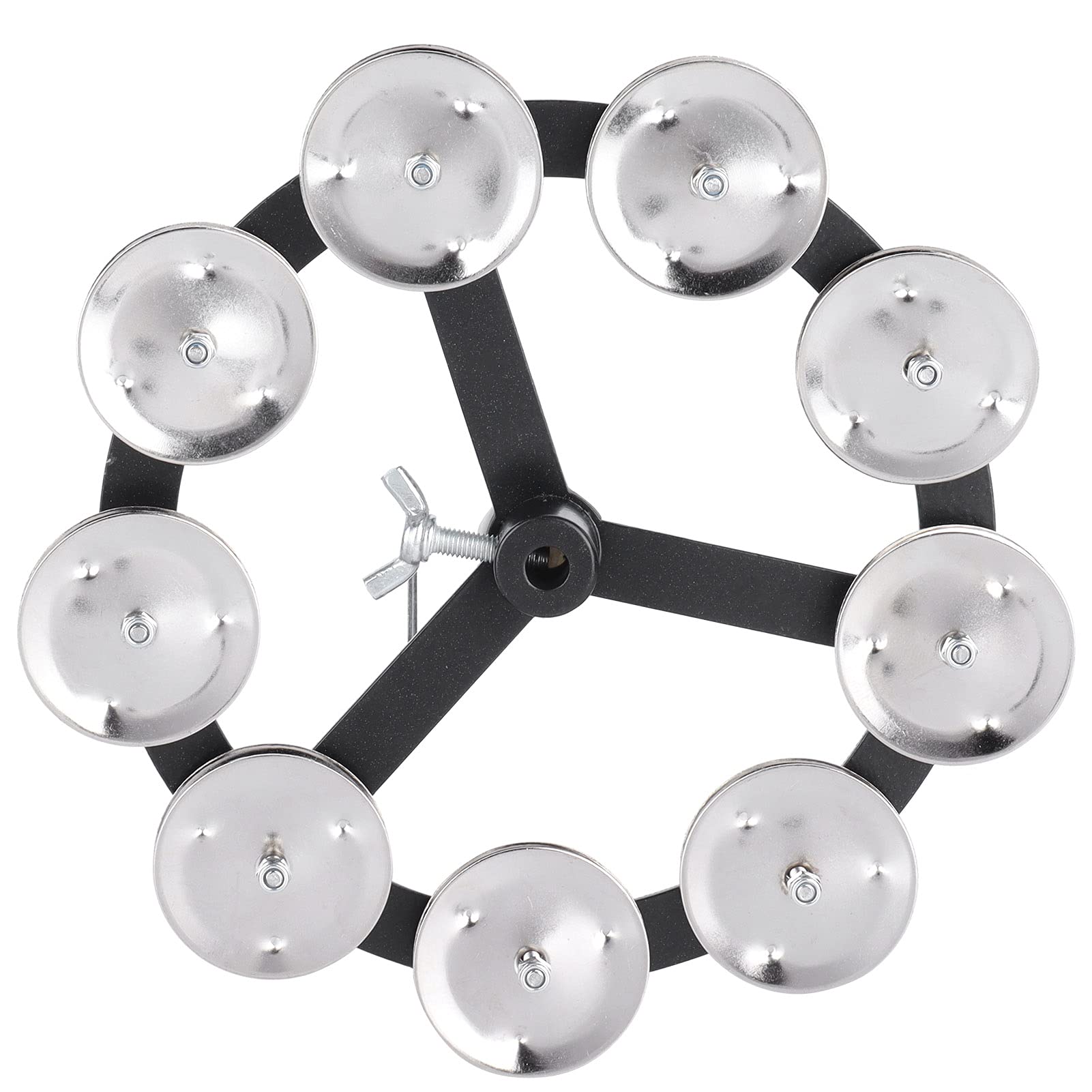 HiHat Tambourine, Nine Metal Jingle Pieces Lightweight Drum Accessories Black Cymbal for Drum Instruments for Drum Set