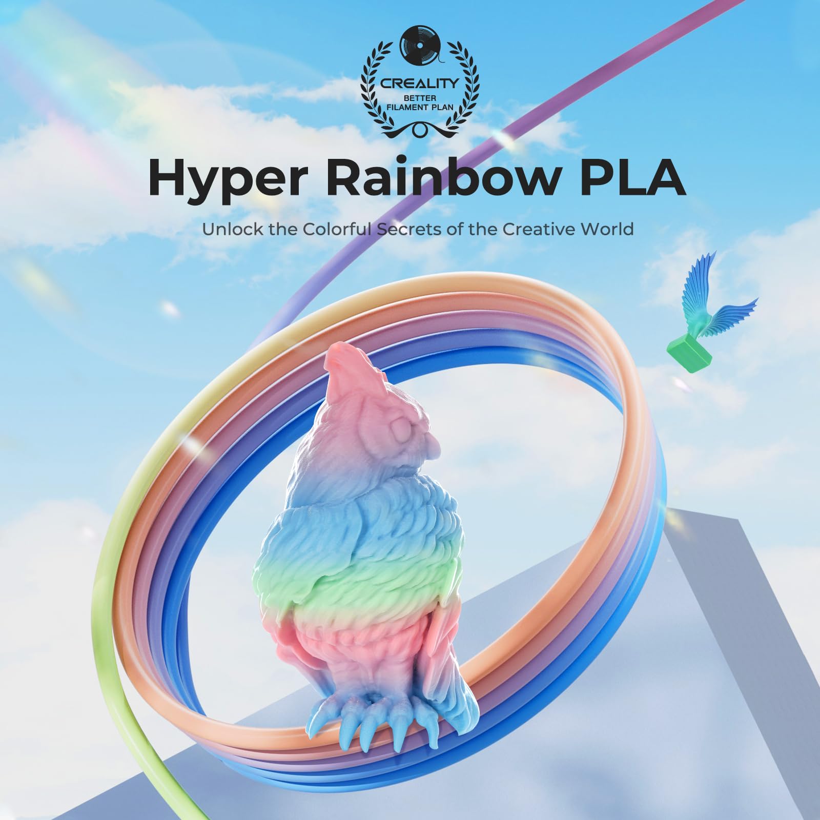 Creality Rainbow Pla For Ender 3 V3 Plus, 3D Printer Filament Designed For High Speed 600Mm/S, 1Kg(2.2Lbs)/Spool Gradient Rainbo