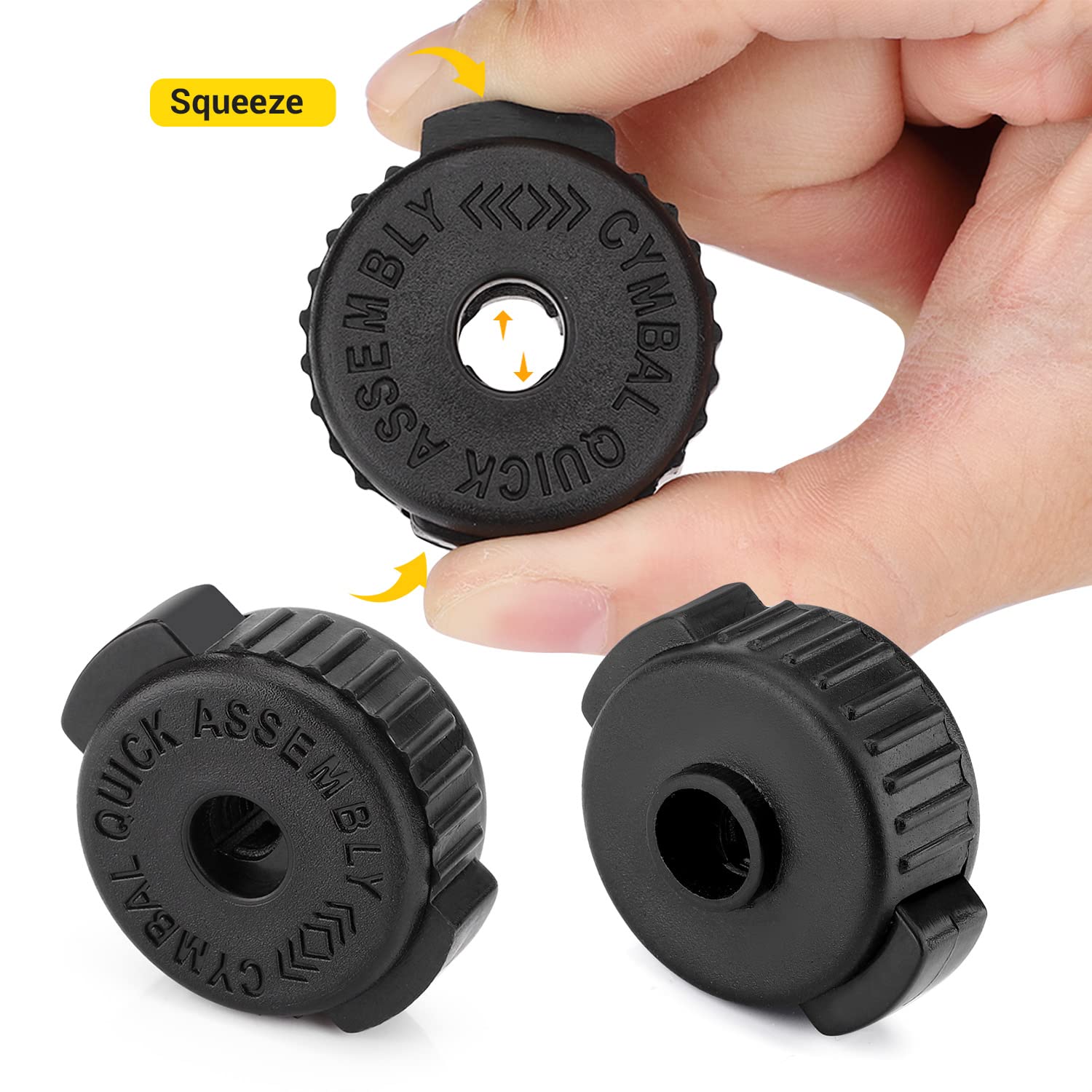 Facmogu 6Pcs Black Plastic Cymbal Nuts, 8Mm Quick Set Cymbal Nut For Percussion Drum Kit, Quick Release Cymbal Nut & Cymbal Mate For Percussion Replacement Kitparts