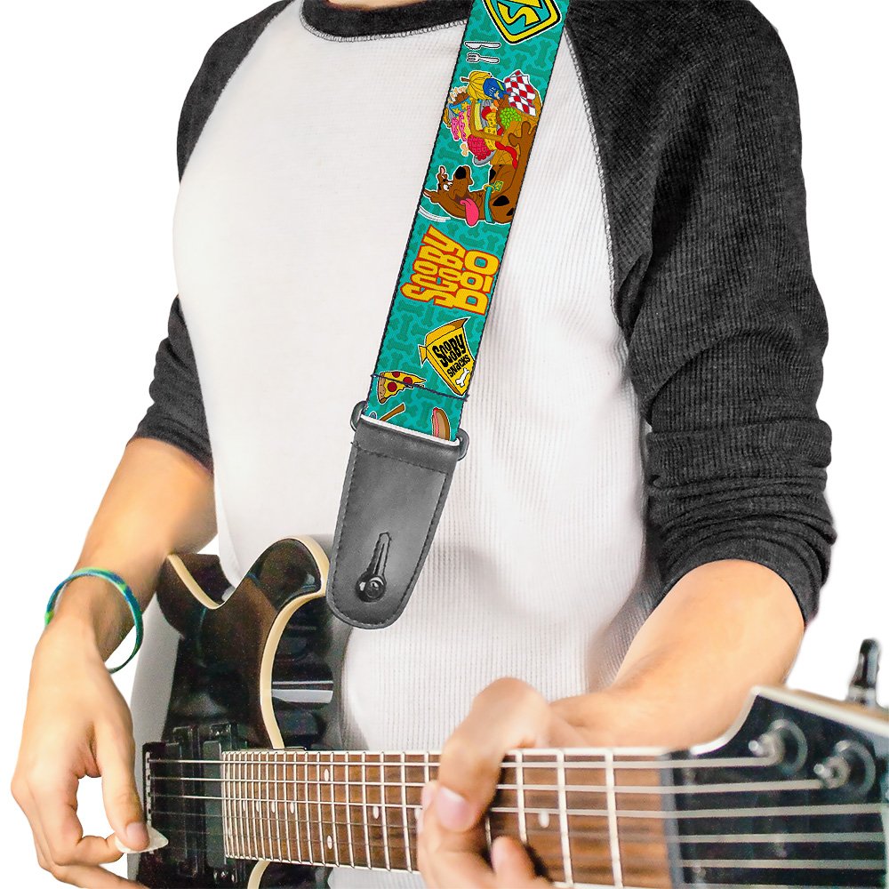 Buckle-Down Guitar Strap - Scooby Doo & Snacks/Bone Monogram Blues - 2 Wide - 29-54 Length