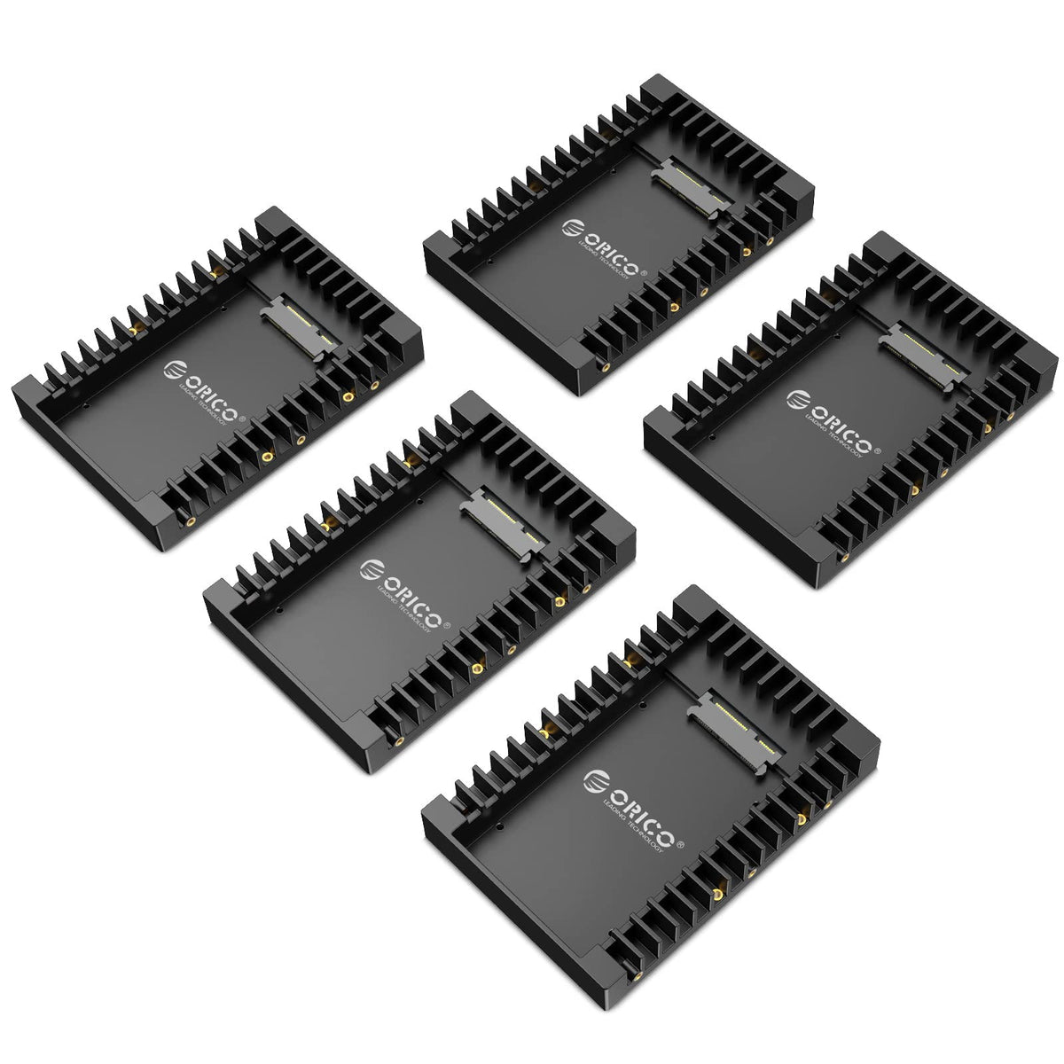 [5Packs] ORICO 2.5 SSD SATA to 3.5 Hard Drive Adapter Internal Drive Bay Converter Mounting Bracket Caddy Tray for 7 / 9.5 / 12.5mm 2.5 inch HDD / SSD with SATA III Interface(1125SS 5)