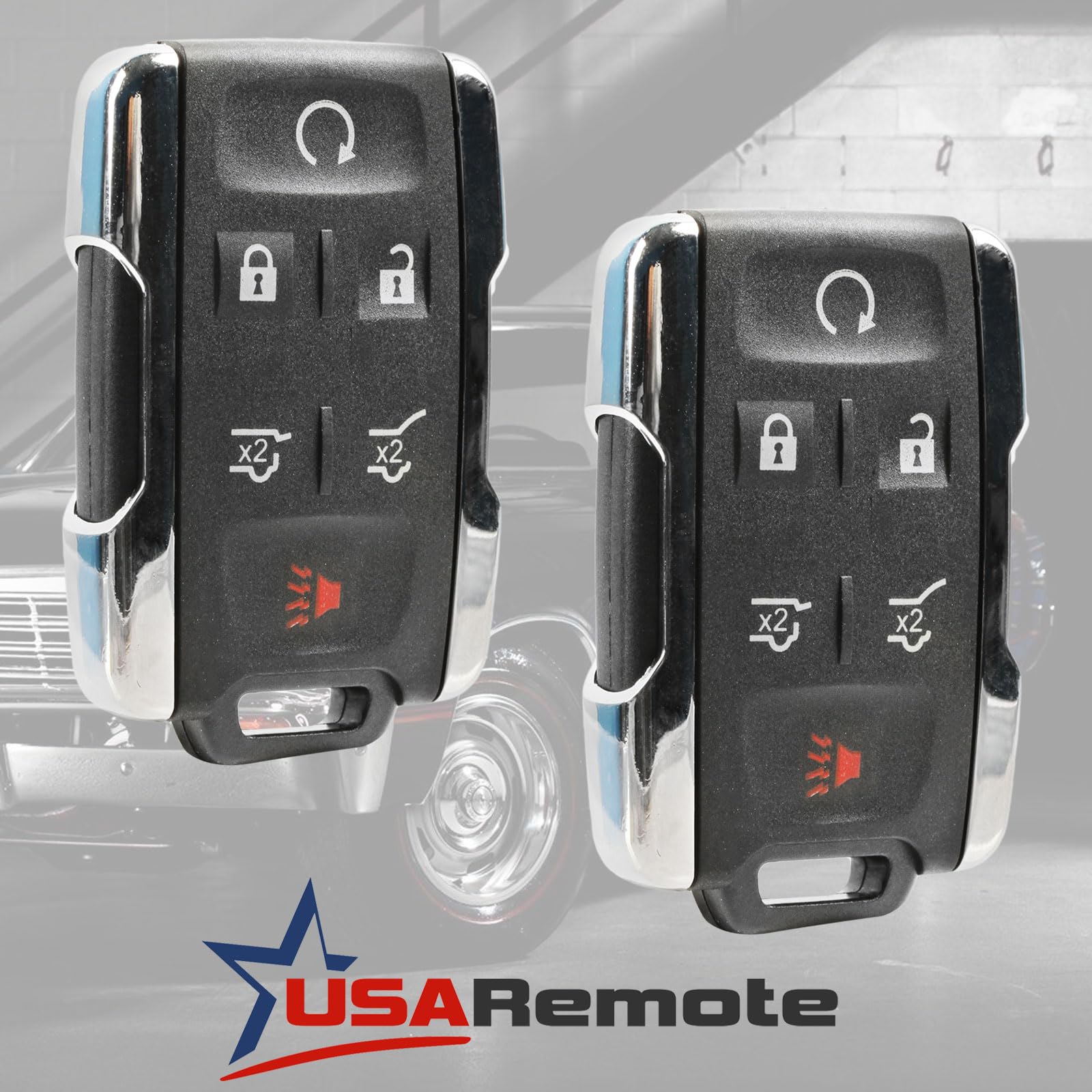 Key Fob Keyless Entry Remote Fits Chevy Tahoe Suburban/Gmc Yukon 2014 2015 2016 2017 (M3N 32337100 Chrome), Set Of 2