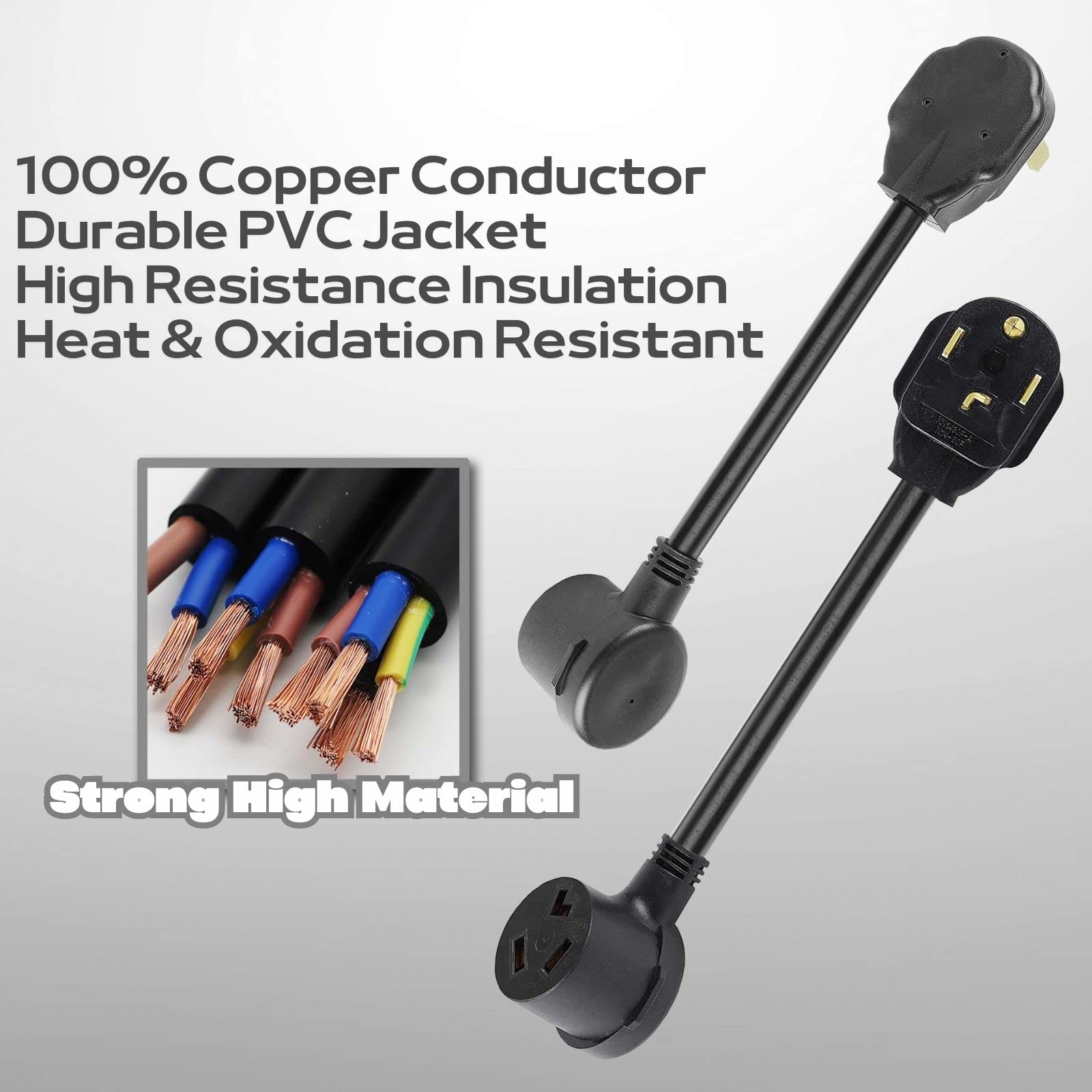 Dryer Adapter Cord, Nema 14 30P Male To 10 30R Female   3 Prong To 4 Prong, 1.5Ft, 30A/250V, Stw 10Awg   Ideal For Home Applianc