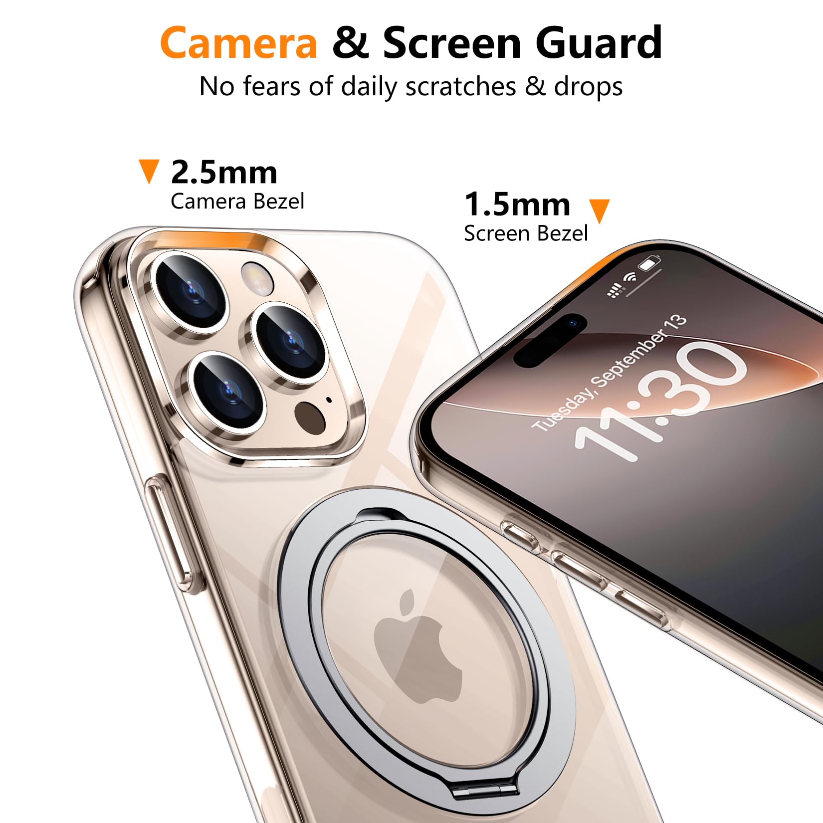 Temdan Designed For Iphone 16 Pro Max Case, 360Rotatable Ring Stand Case Compatible With Magsafe Military Grade Protection Magne