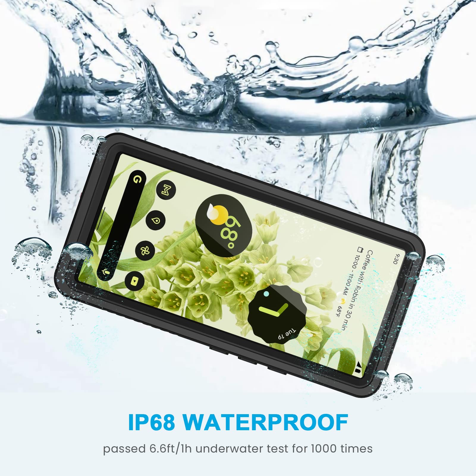 Lanhiem Pixel 6 Case, Ip68 Waterproof Dustproof Case With Built In Screen Protector, Rugged Full Body Shockproof Phone Cover For