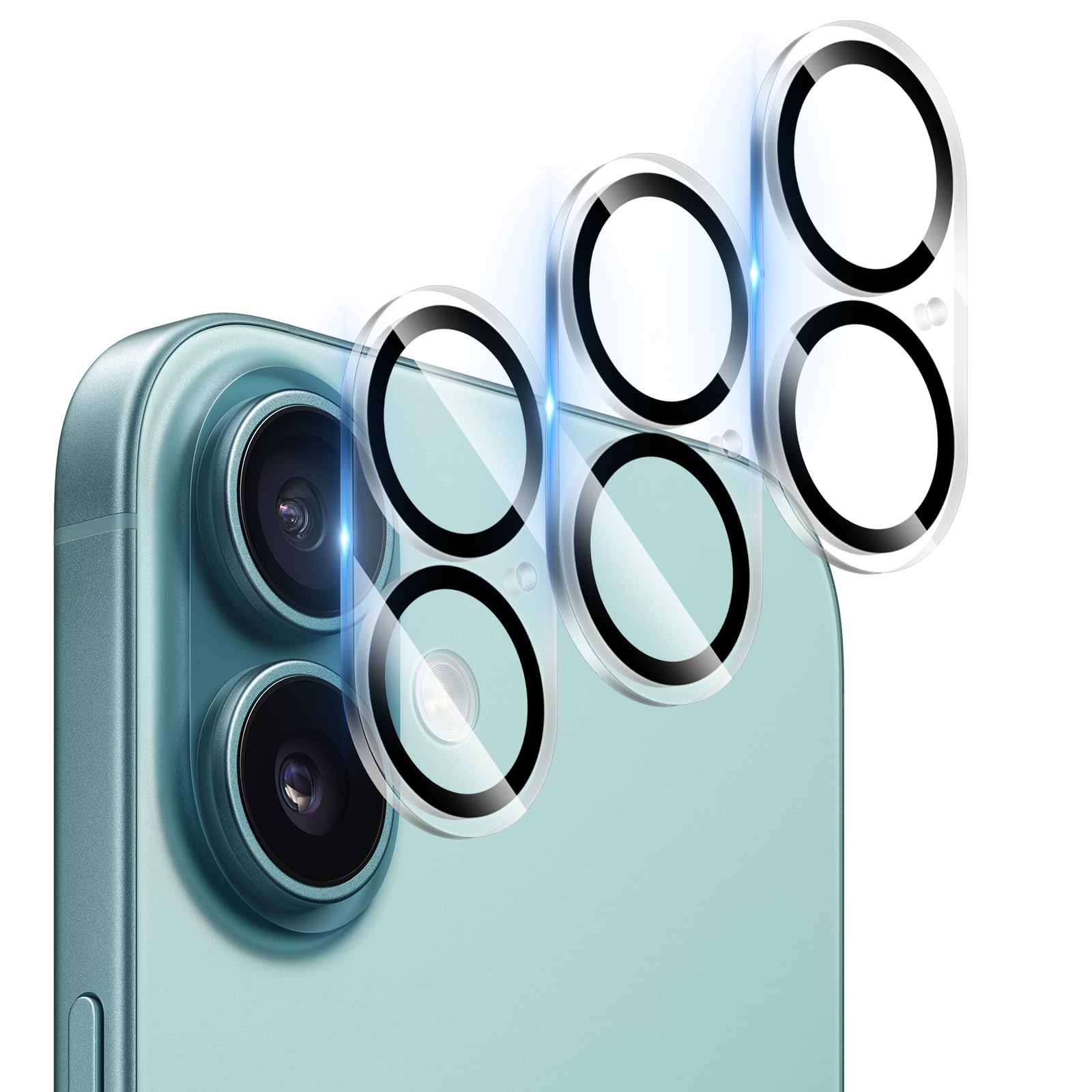AIYEEN Camera Lens Protector (3 Pack) Compatible with iPhone 16 6.1 & iPhone 16 Plus 6.7 Camera Lens Cover Protection, 9H Temper