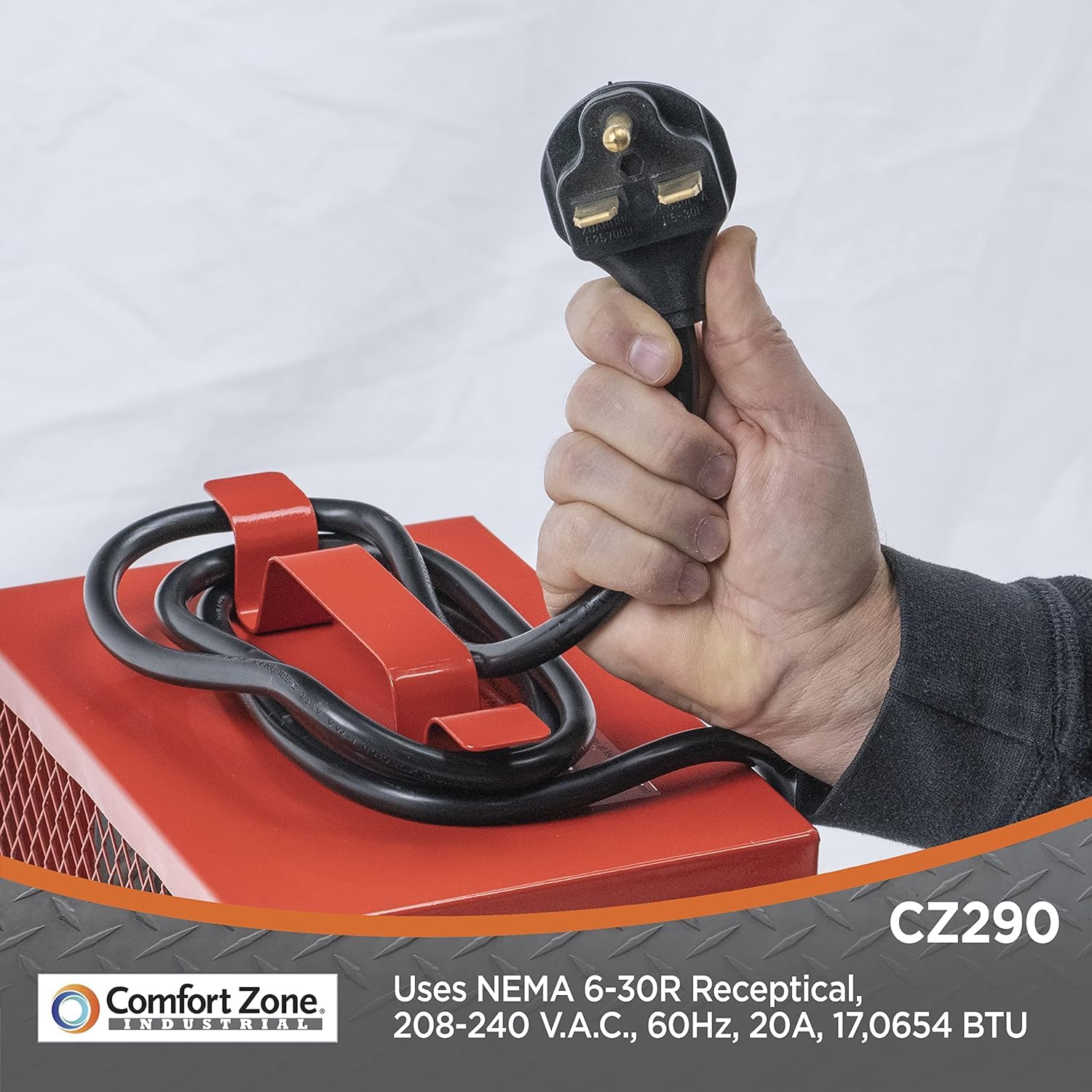 Comfort Zone Electric Fan Forced Industrial Garage, Workshop Utility Space Heater, Thermostat Control, Heavy Gauge Steel, Carry