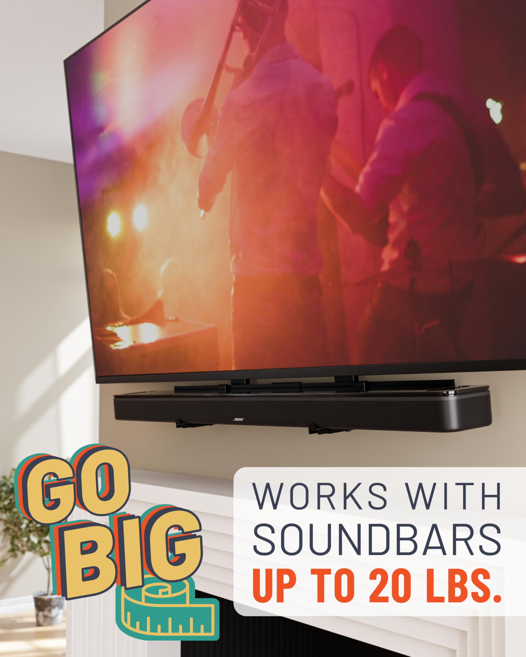 Echogear Xl Soundbar Mount For Speakers Up To 20Lbs - Attaches To Tvs Up To 86    Or Wood Studs 16-24   - Universal Design & 2.6