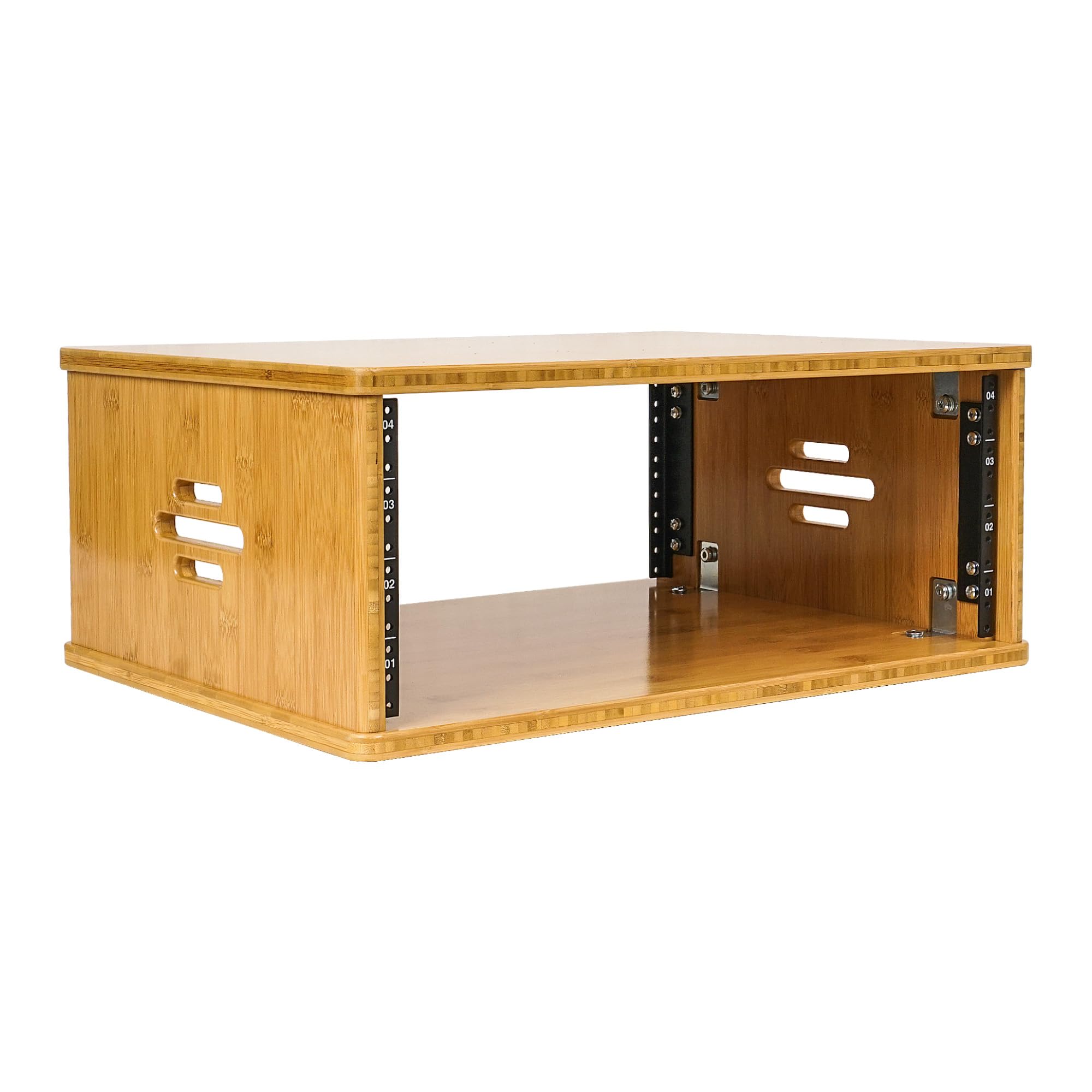Sound Town Diy 4U Solid Bamboo Studio Rack W/ 14.2'' Depth, Ventilation For Recording Room, Pa/Dj Pro Audio, Home Audio (Stbr 4U
