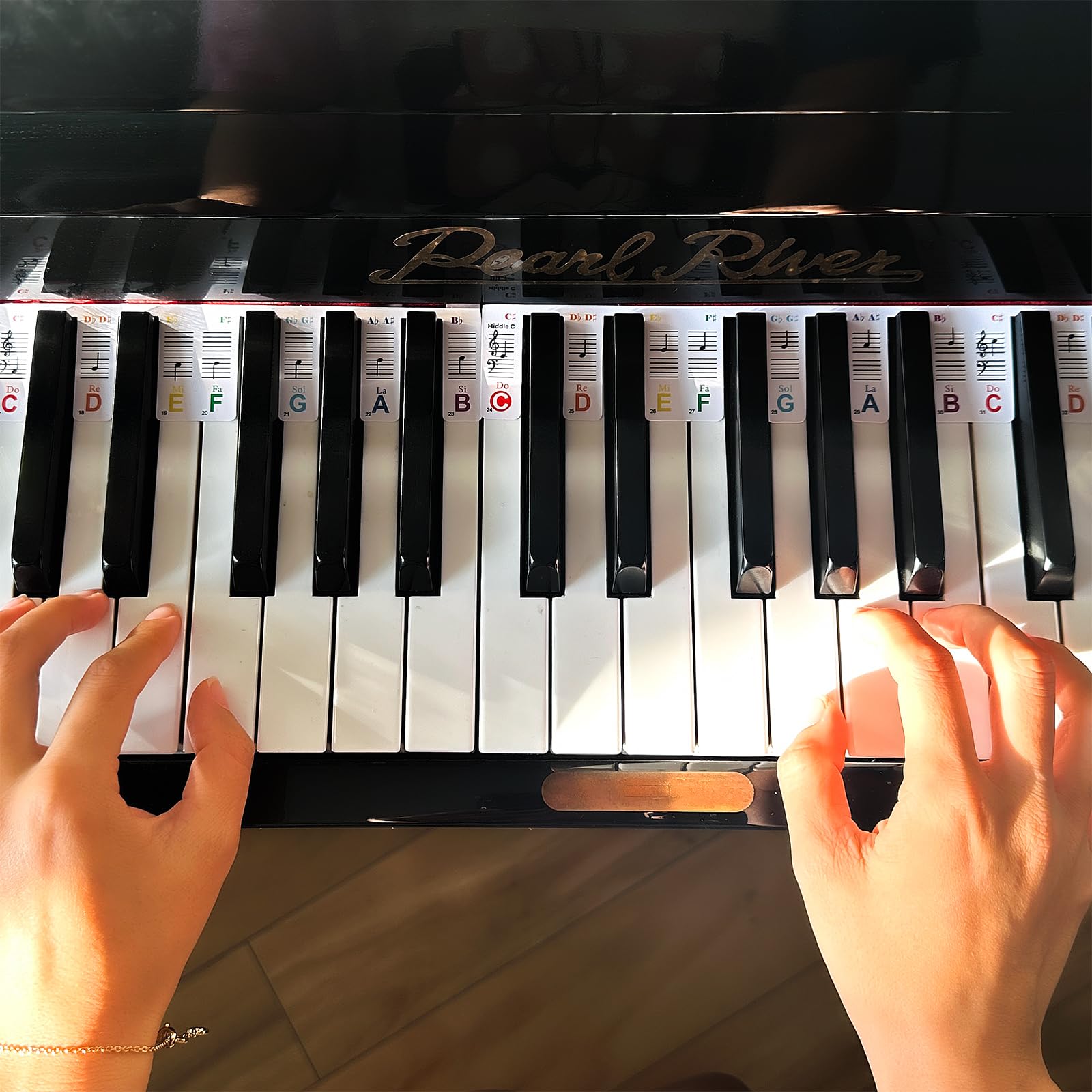JYCSTE Removable Piano Keyboard Note Labels, Colorful PVC Stickers for 88 Key Piano, Beginner-Friendly, Model RM