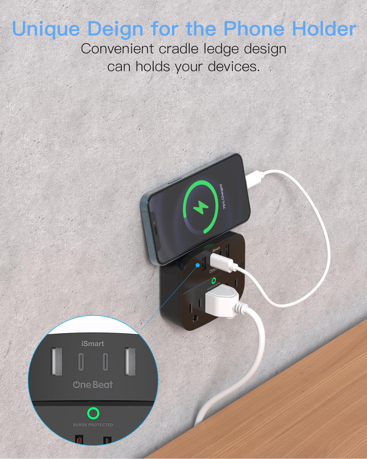 2 Pack Multi Plug Outlet Splitter With Usb, Surge Protector Outlet Extender With 3 Wall Outlets 4 Usb Wall Charger(2 Usb C), 490