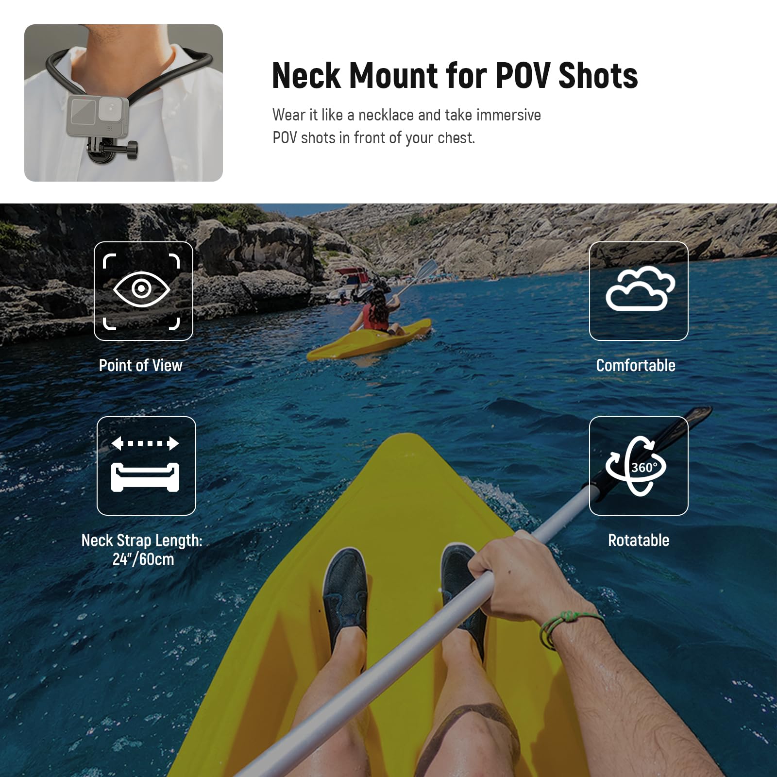 Neewer Magnetic Neck Mount Holder With Phone Clip Compatible With Gopro Hero 12 11 10 Max Dji Action 4 Insta360 Iphone Samsung,