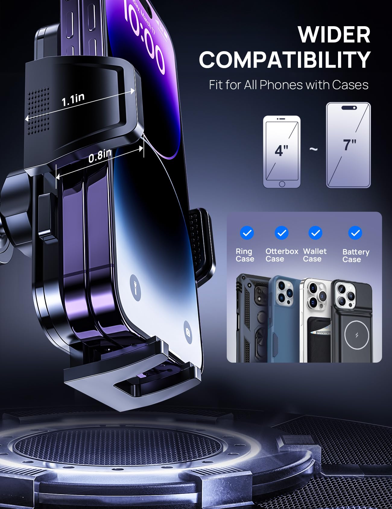 Phone Mount For Car Vent, Easy Clamp Hands Free With Military Grade Protection, Big Phone And Thick Case Friendly, Compatible Wi