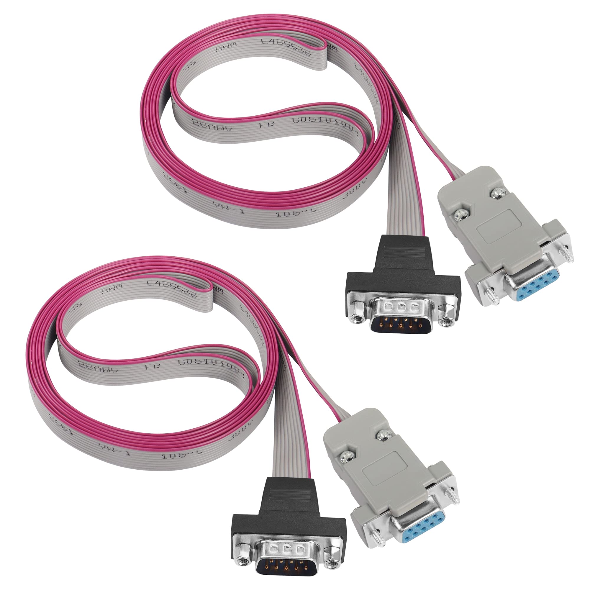 Pngknyocn Db9 Flat Ribbon Cable,2 Pack Rs232 Male To Female Extension Serial Cable(1.8M/5.9Ft