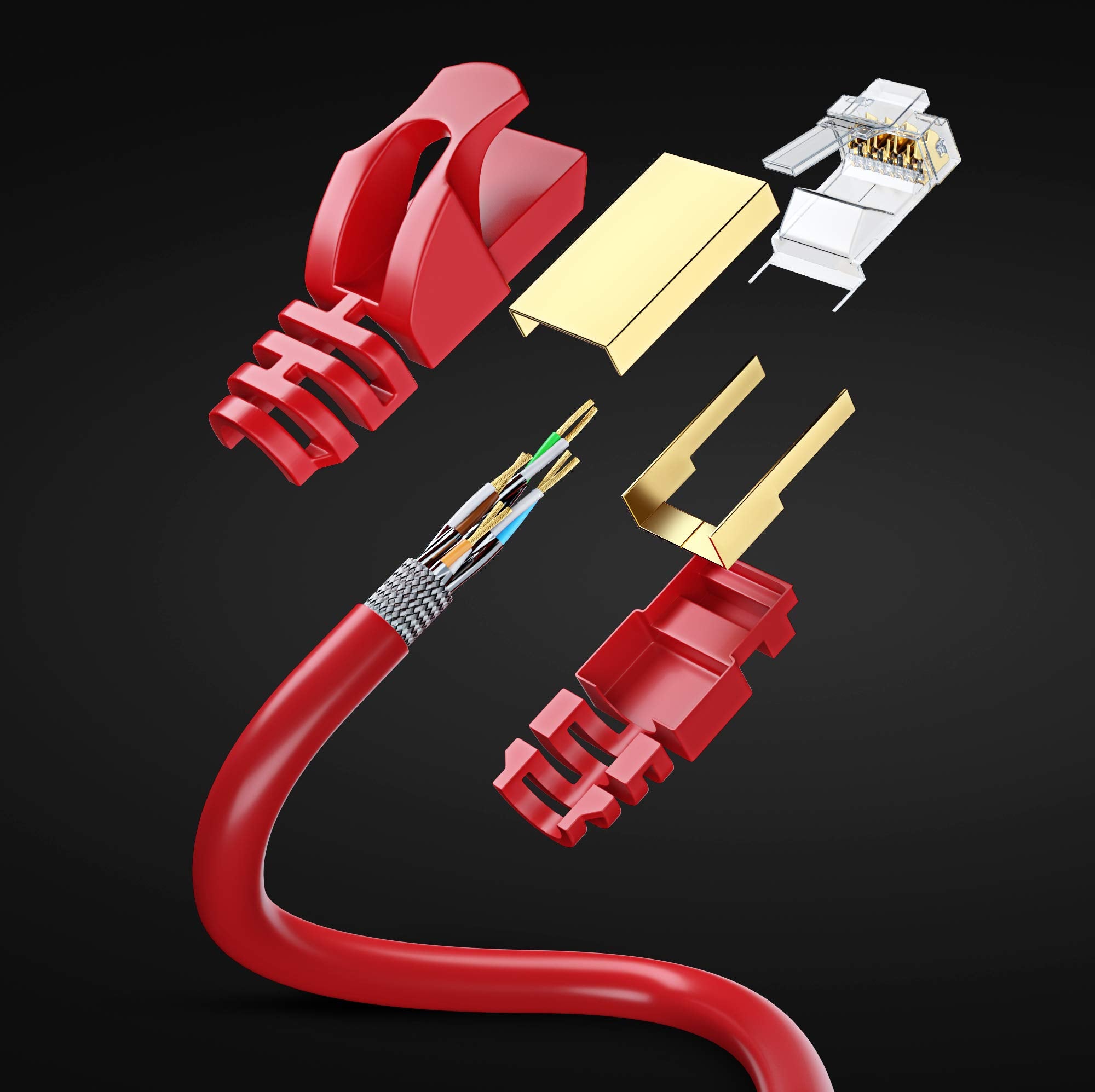 Cat 7 Ethernet Cable 20 Ft   High Speed Internet & Network Lan Patch Cable, Rj45 Connectors   20Ft / Red   Perfect For Gaming, Streaming, And More