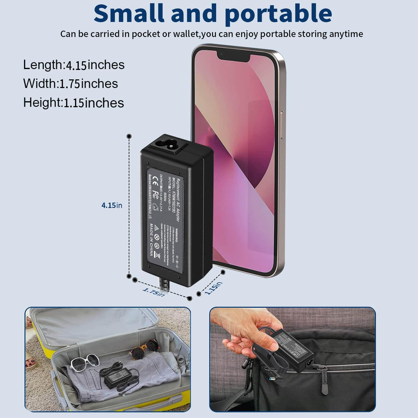 45W 19.5V 2.31A For Hp Laptop Charger Blue Tip,Hp Pavilion X360 Charger 11 13 15, Envy X360 13 15,Zbook 14U G4 G5 15U 15 G3,Stream 11 13 14,Hp Model 15 Laptop Charger Ac Adapter With Power Cord