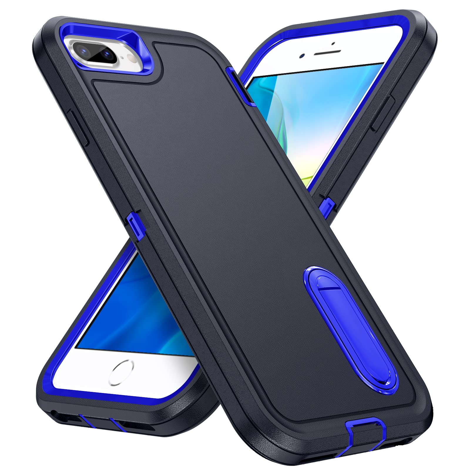 Idweel Iphone 8 Plus Case,Iphone 7 Plus/Iphone 6S/6 Plus Case With Build In Kickstand,Heavy Duty Protection Shockproof Anti Scra