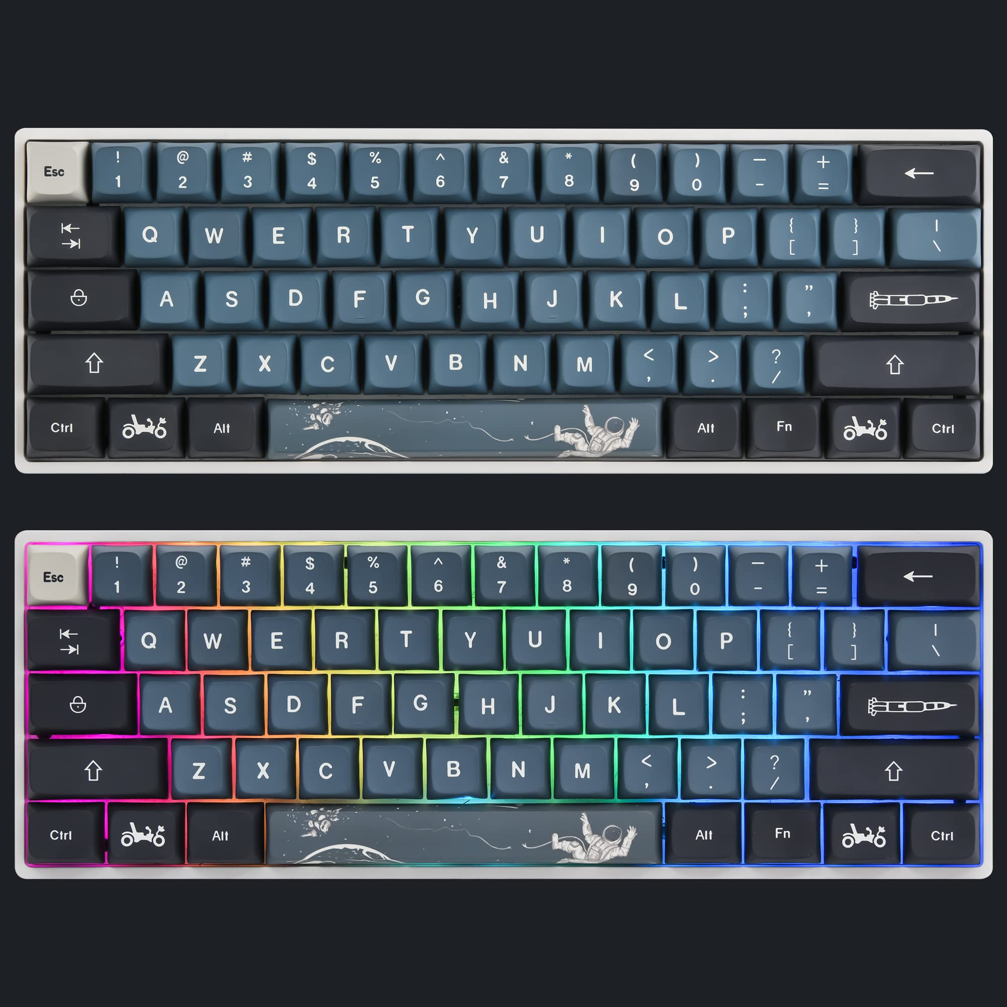 Surmen Pbt Keycaps Xda Keycaps Dye Sublimation 60% Custom Keycaps 60 Percent For Cherry Mx Switches Mechanical Keyboard(Apollo)
