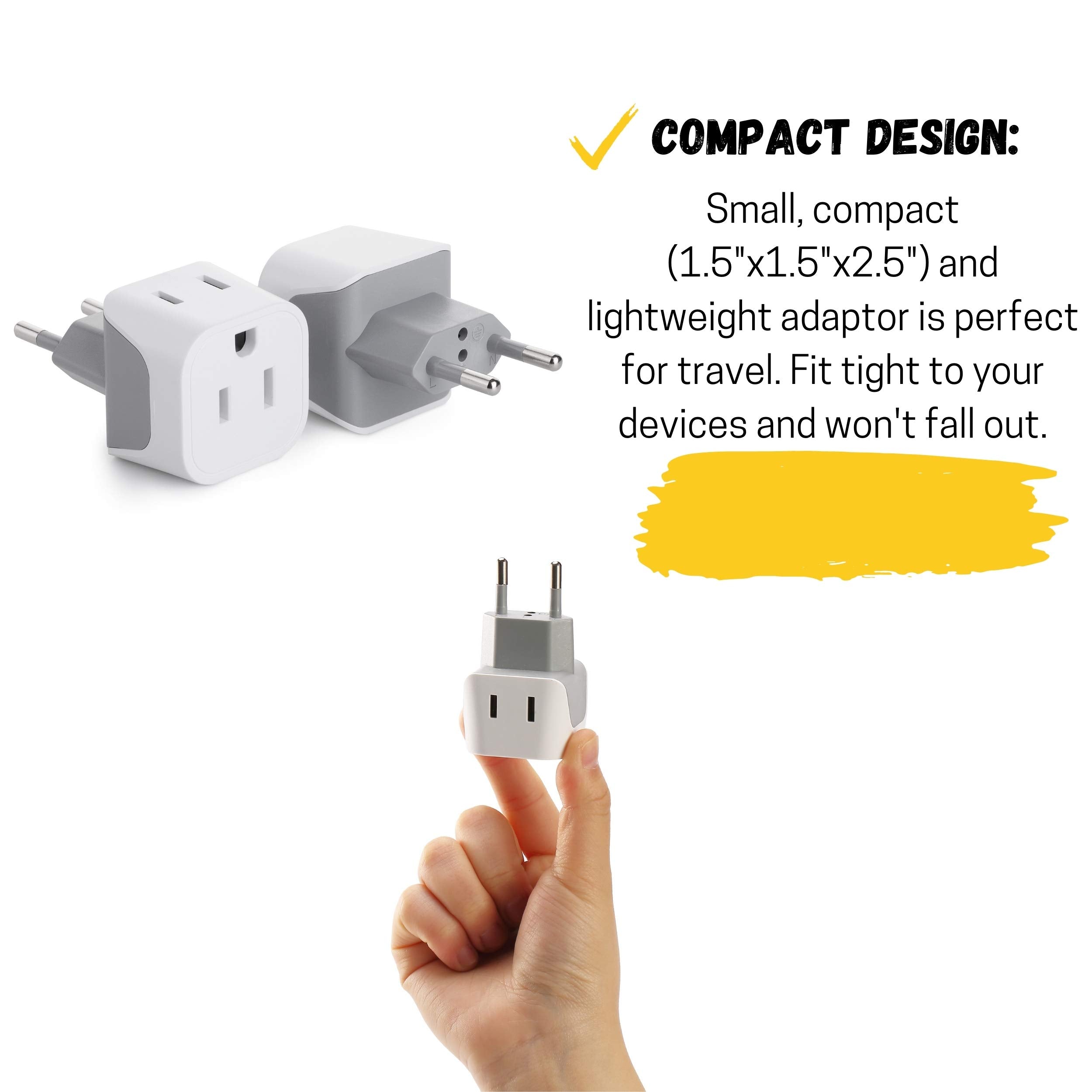 Bates  European Plug Adapter, 2 Pc, Travel Adapter, Us To Europe Plug Adapter, Eu Adapter, Electrical Adapters, Converter Plug, European Outlet Adapter, Travel Plug Adapter, Converter Plug For Europe