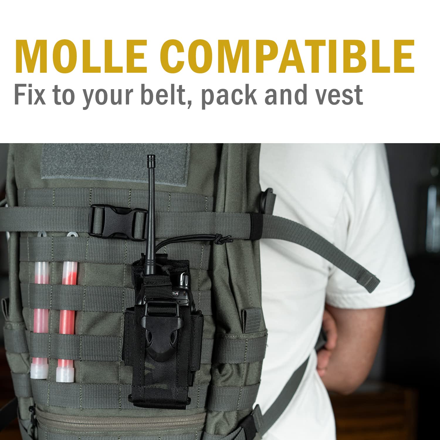 Viperade Radio Holster, Molle Radio Pouch For Vest, Universal Walkie Talkie Holster Radio Holder For Duty Belt, Police Radio Holder Tactical Radio Pouch For Baofeng, Motorola Black Camo