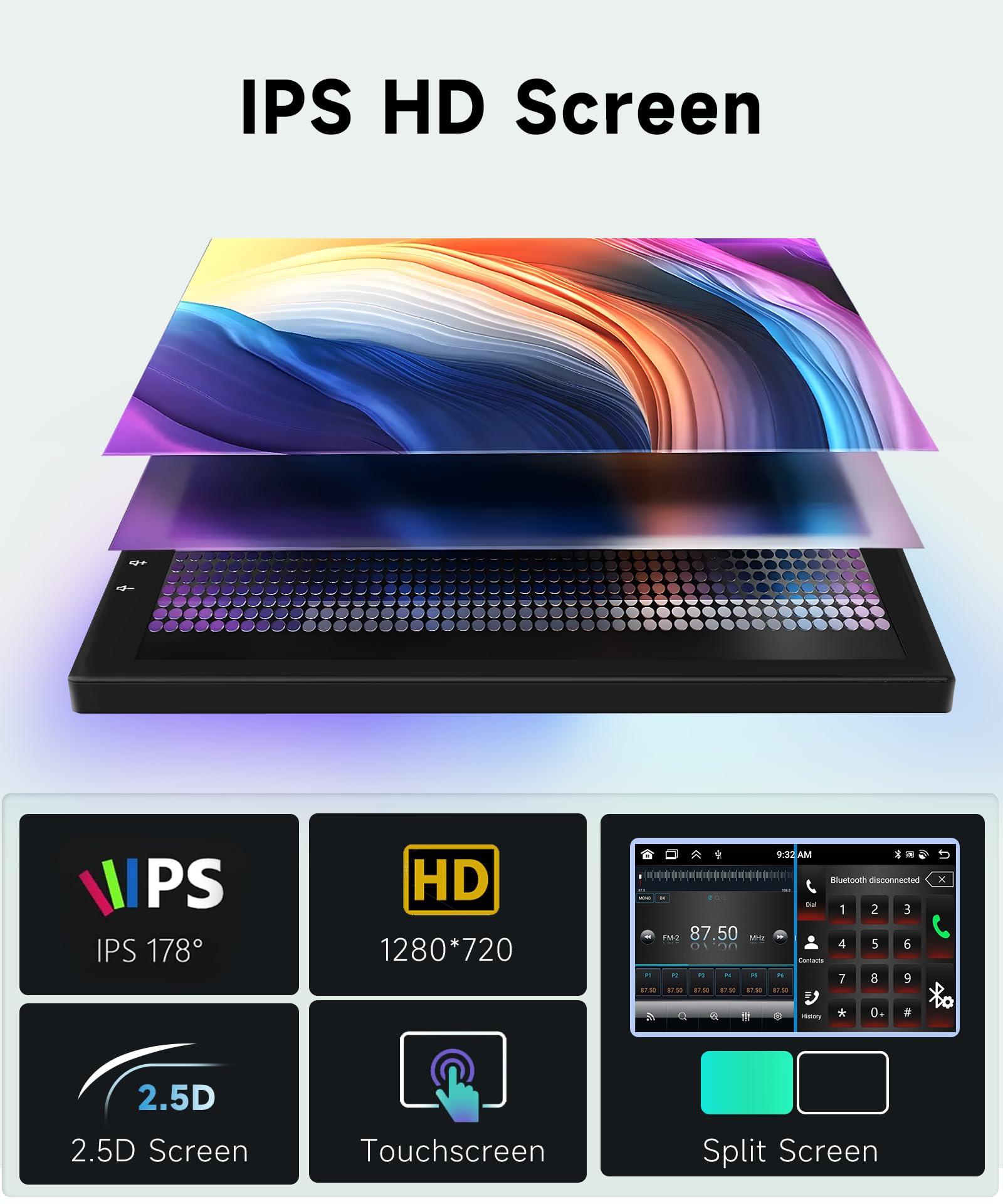 Podofo 9 8 CORE Car Radio Stereo for Honda CRV 2007-2011, 4G+64G, Wireless CarPlay, Android Auto, GPS, Bluetooth,