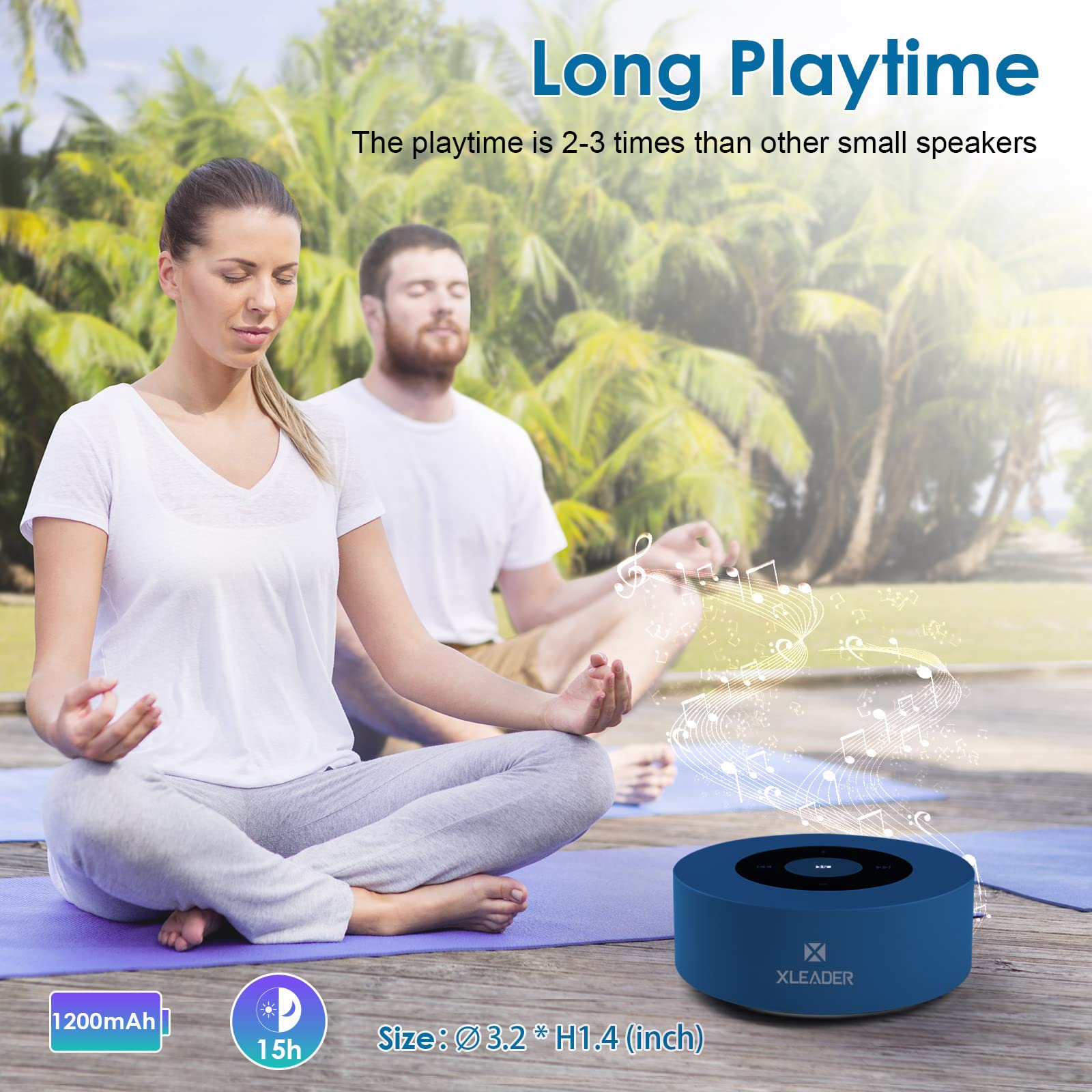 Xleader Travel Case Packed, Upgraded, Bluetooth Speaker, Led Touch Design, Custom Bass Radiator, Mini Speaker, Mic/Tf Card/Aux,