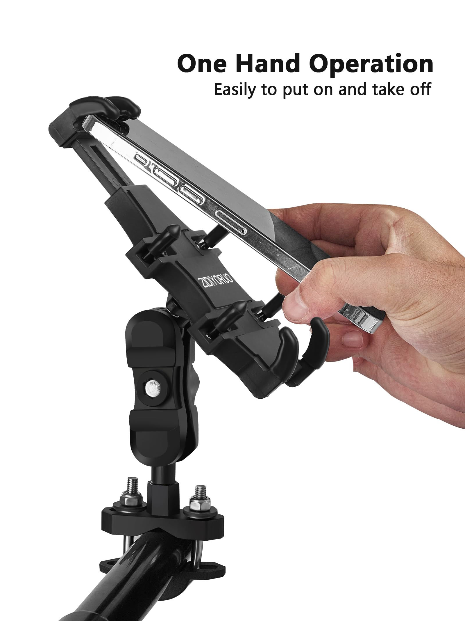 Zidiyoruo Atv Phone Holder, Quad Phone Mount, 8 Clamps Holds 4.7-7.1 Phones, One Hand Operation Motorcycle Phone Clip For 7/8-9/