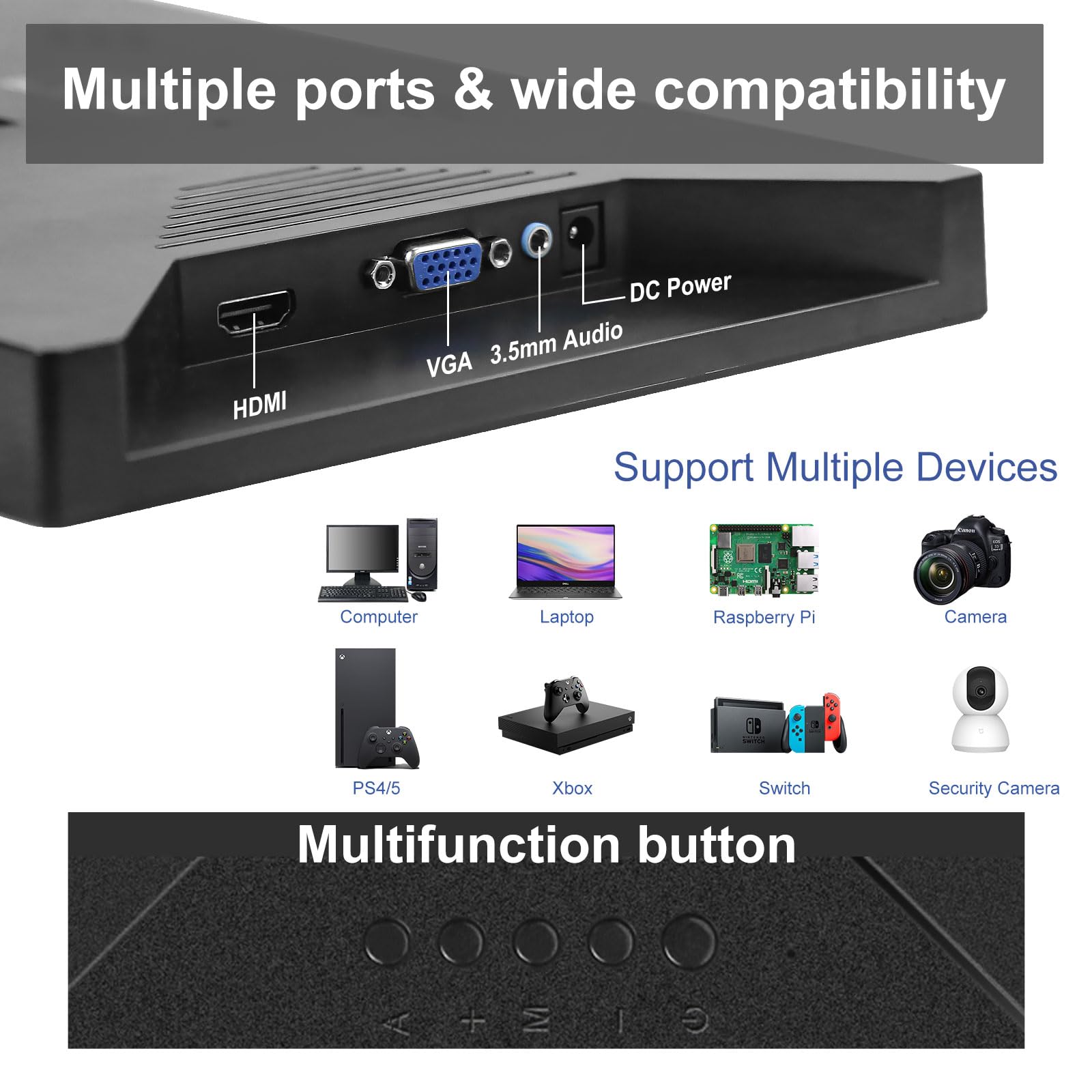 Kenowa Portable Monitor 13.3 Inch Hd 1366X768P Led Screen Small Hdmi Monitor Built In Speaker And Adjustable Stand Hdmi Vga Port