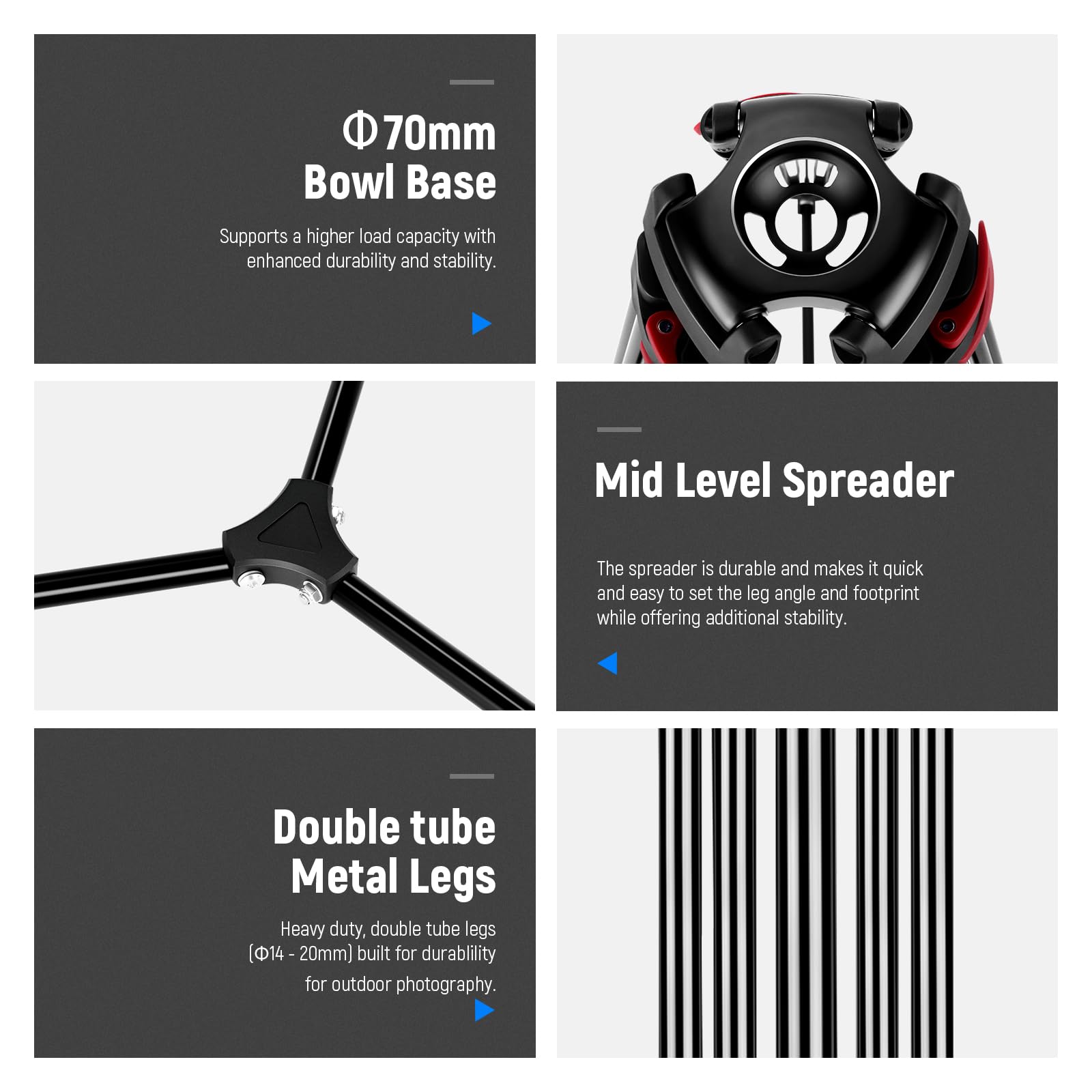 Neewer 79''/200Cm Video Tripod, Heavy Duty Aluminum Alloy Camera Tripod Stand With 360 Fluid Drag Head, Qr Plate Compatible With