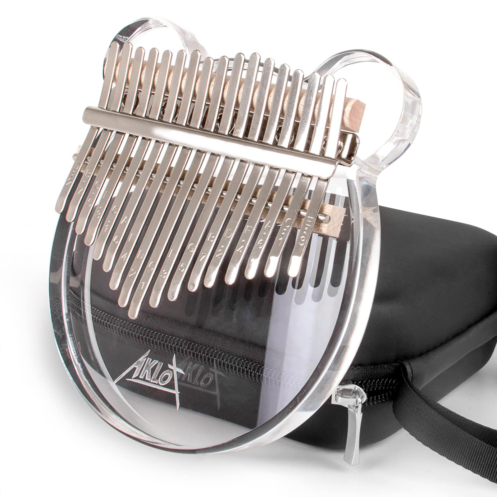 Kalimba Thumb Piano, Aklot 17 Keys Transparent Acrylic Bear Finger Piano Note Carved Starter With Case Tune Hammer Study Booklet