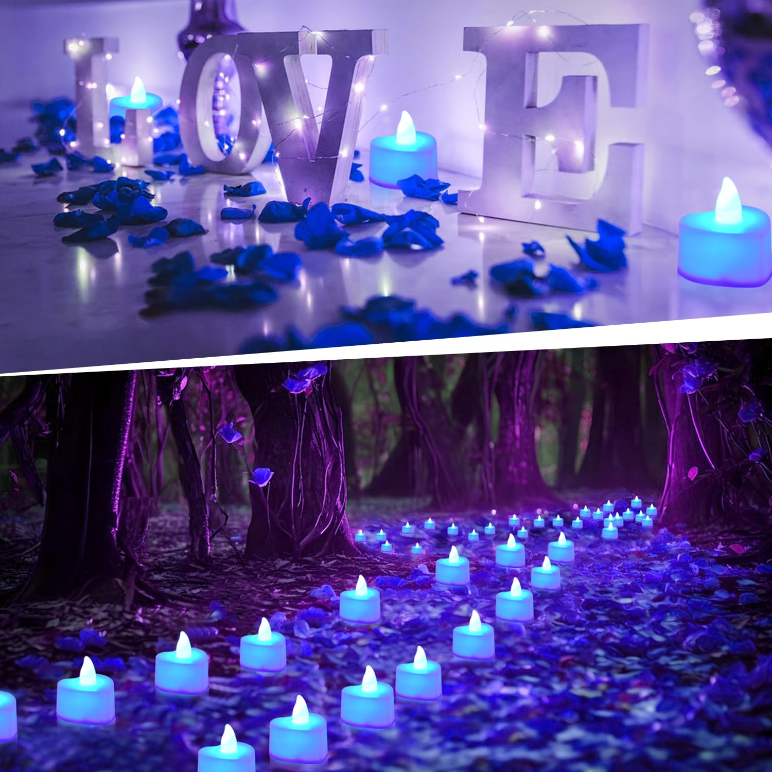 Koaby 2000/4000/8000Pcs Artificial Rose Petals With Led Tea Lights Kit, For Special And Romantic Night Valentine Wedding Decor(2