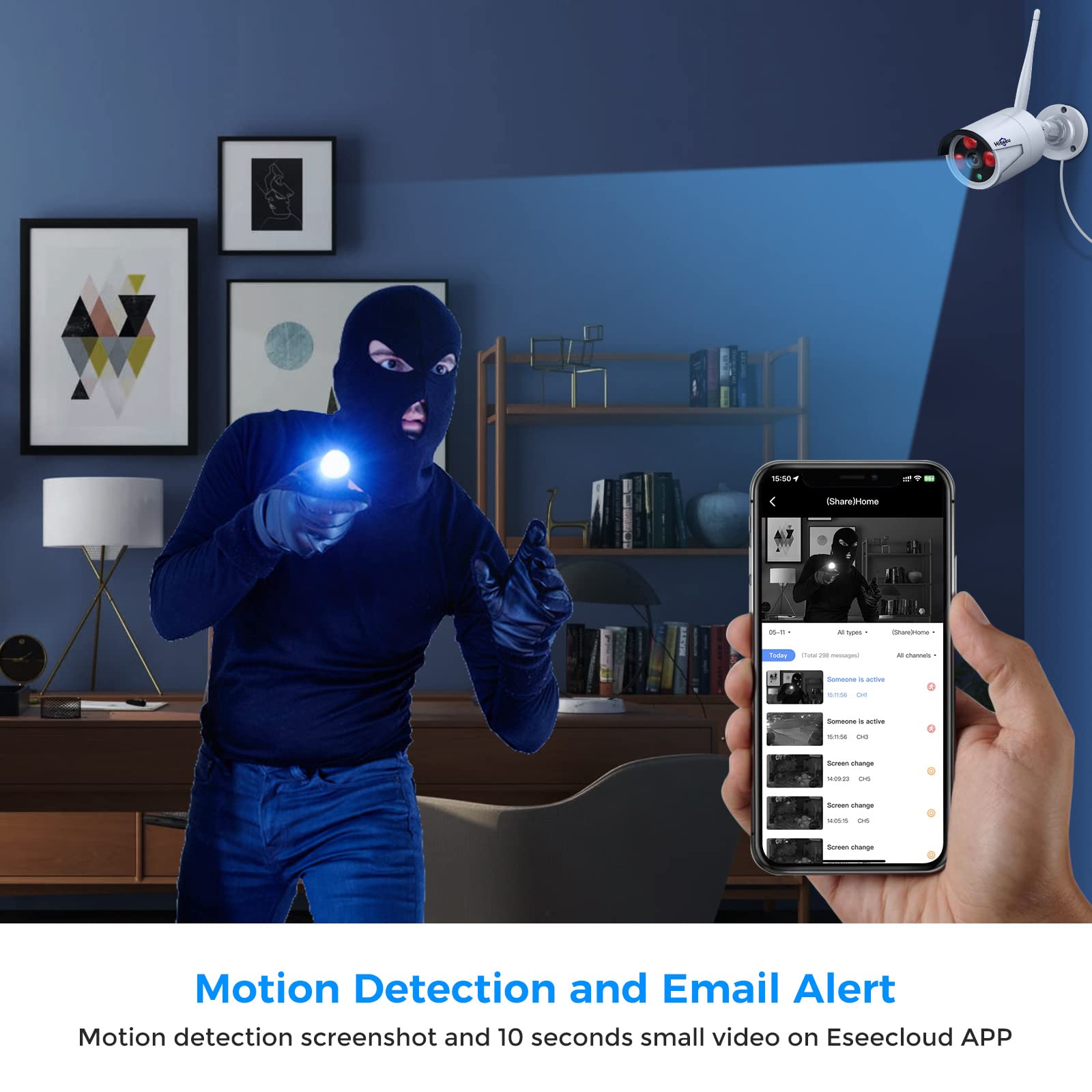 [Wireless Pro, 100Ft Range] Hiseeu Wireless Security Camera System, Expandable 16Ch 4K Nvr, 4Pcs 3Mp Night Vision Wifi Cameras Home Surveillance Outdoor, Motion Detection, 1Tb Hdd, One Way Audio