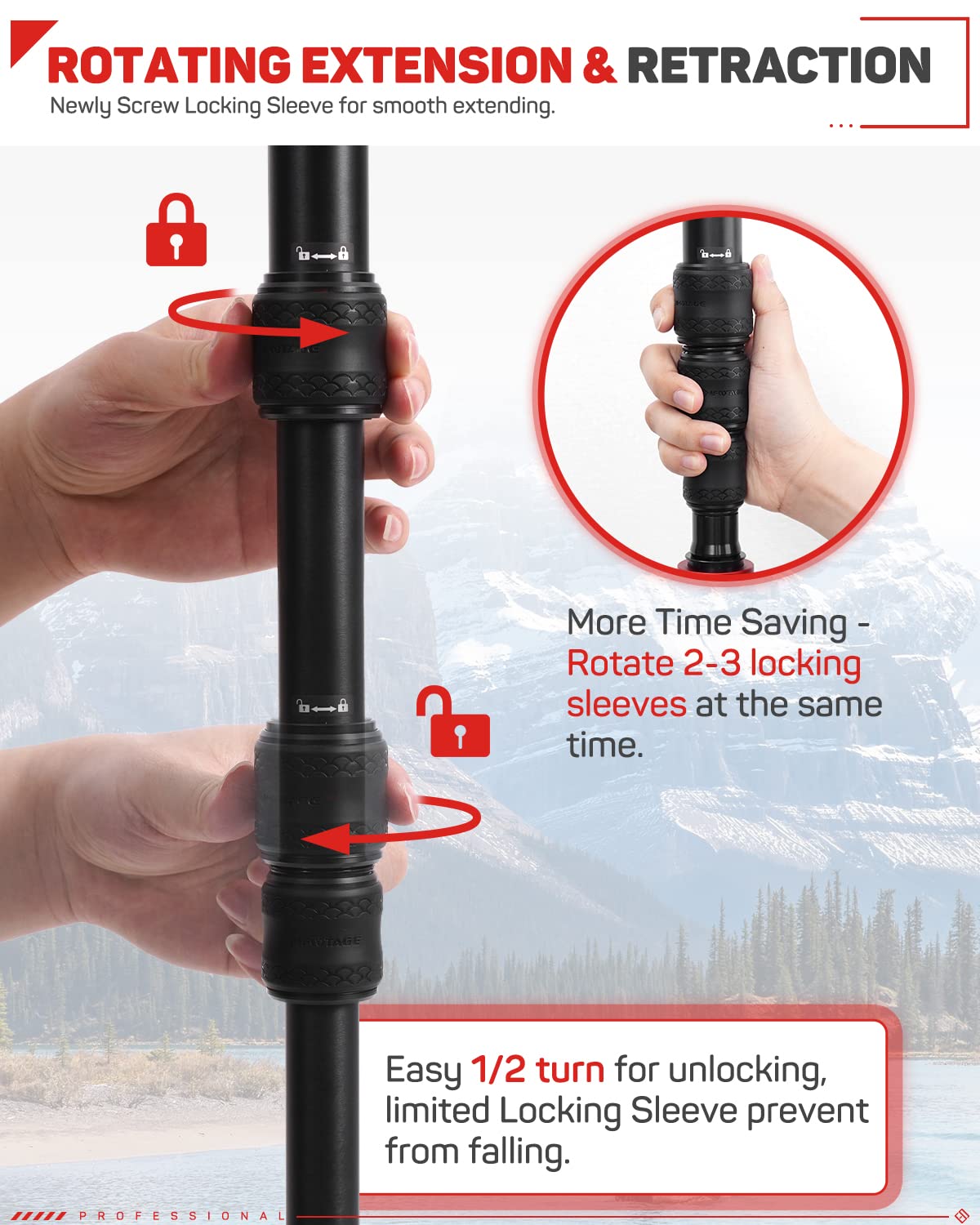 Ifootage 71'' Monopod For Cameras, Lightweight Travel Monopod With Feet, Professional Aluminum Camera Monopod, Compatible With S
