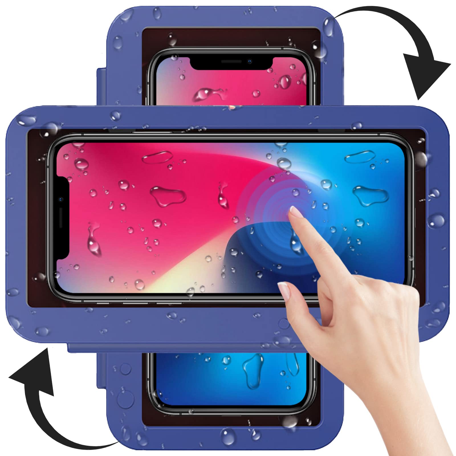 Phone Shower Holder Waterproof Box, 360 Rotating Wall Mount Shower Phone Case Anti-Fog Hd High Sensitivity Touch Screen For Show