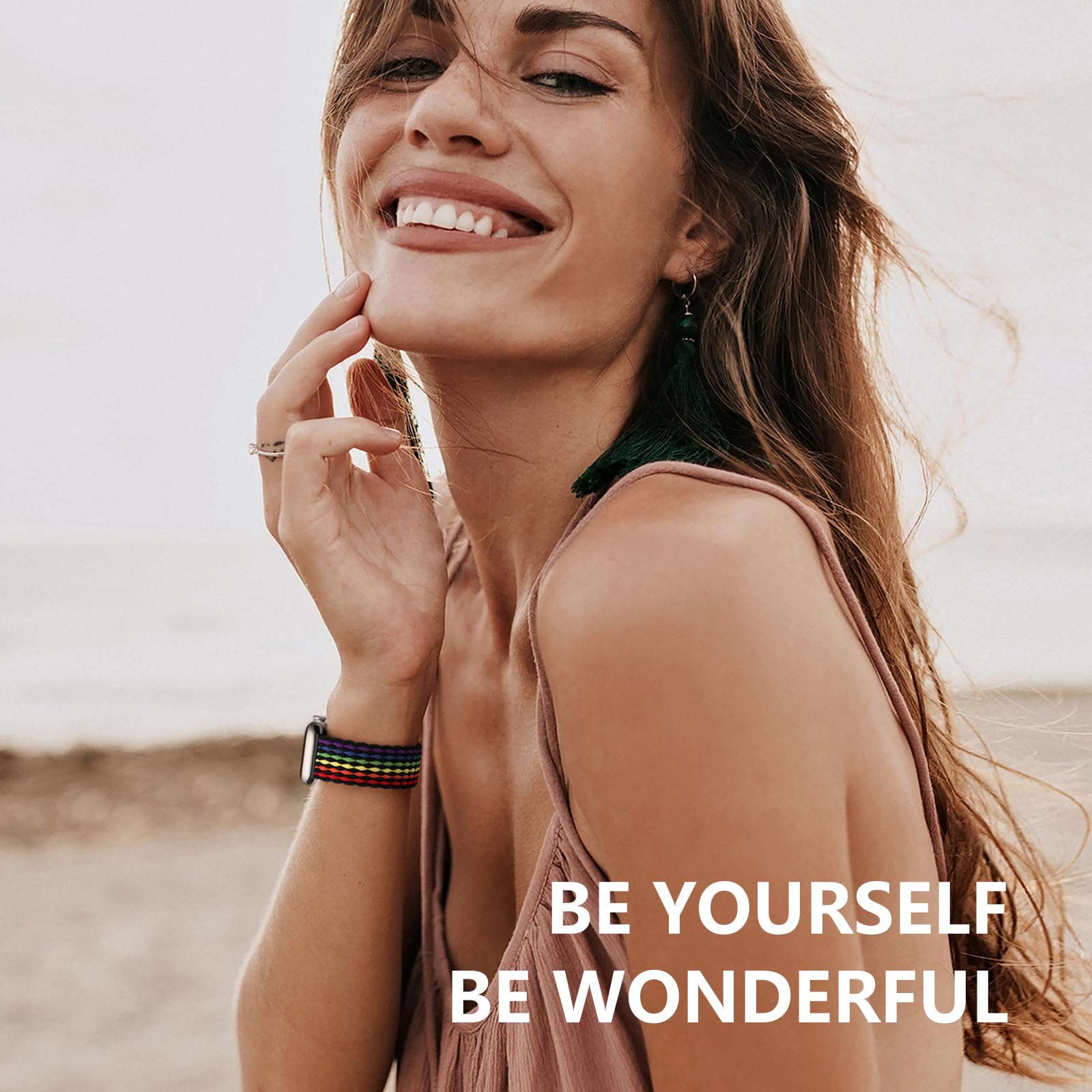 Zedoli Compatible With Apple Watch Band 38Mm 40Mm 41Mm 42Mm For Women Men, Stretchy Braided Solo Loop Elastic Nylon Sport Wristb