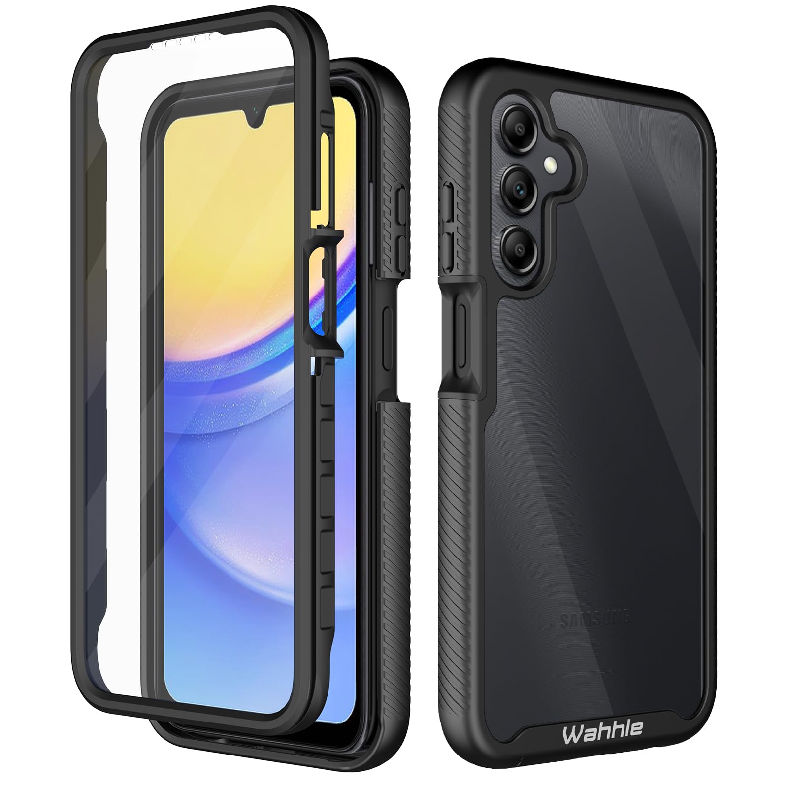 Wahhle Compatible With Galaxy A15 5G Case, Built In Screen Protector Full Body Shockproof Slim Fit Bumper Protective Phone Cover